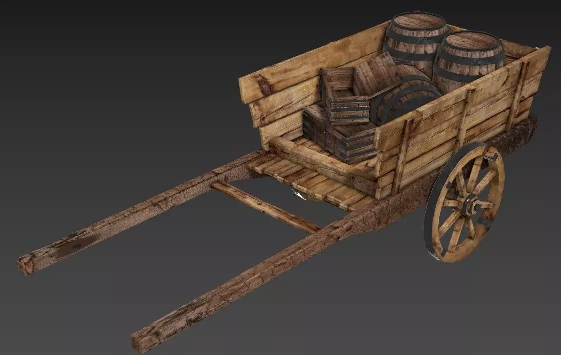 Medieval Wooden Cart 3D model