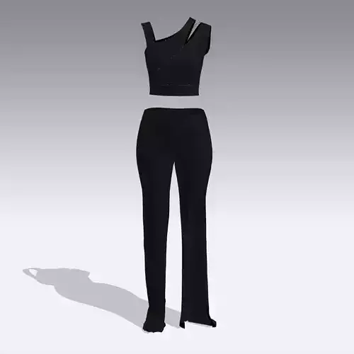 ASYMETRIC SUIT BLACK MATTE SLIT PANT LOOK FASHION STYLE LOOK