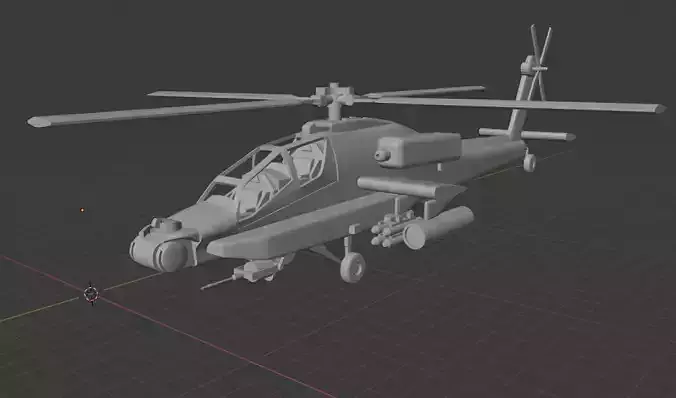 helicopter military ah-64 apache 3D print model