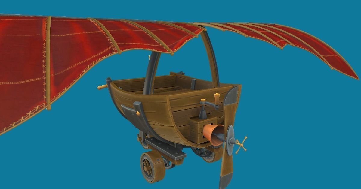 Flying Vehicle Hand-Painted Low-poly 3D model_6