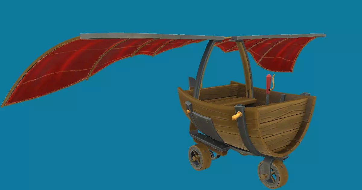 Flying Vehicle Hand-Painted Low-poly 3D model_0