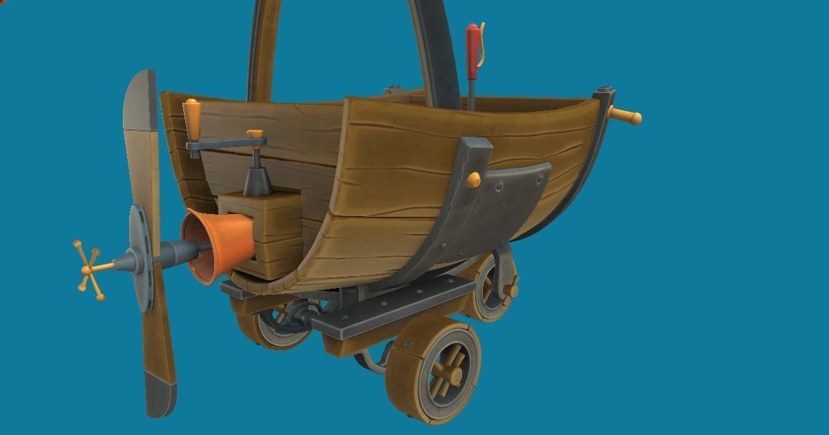 Flying Vehicle Hand-Painted Low-poly 3D model_9