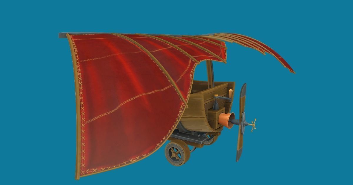 Flying Vehicle Hand-Painted Low-poly 3D model_4