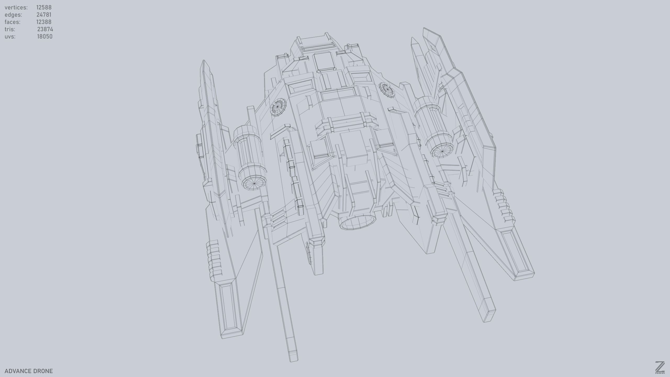 Advance Drone Low-poly 3D model_12