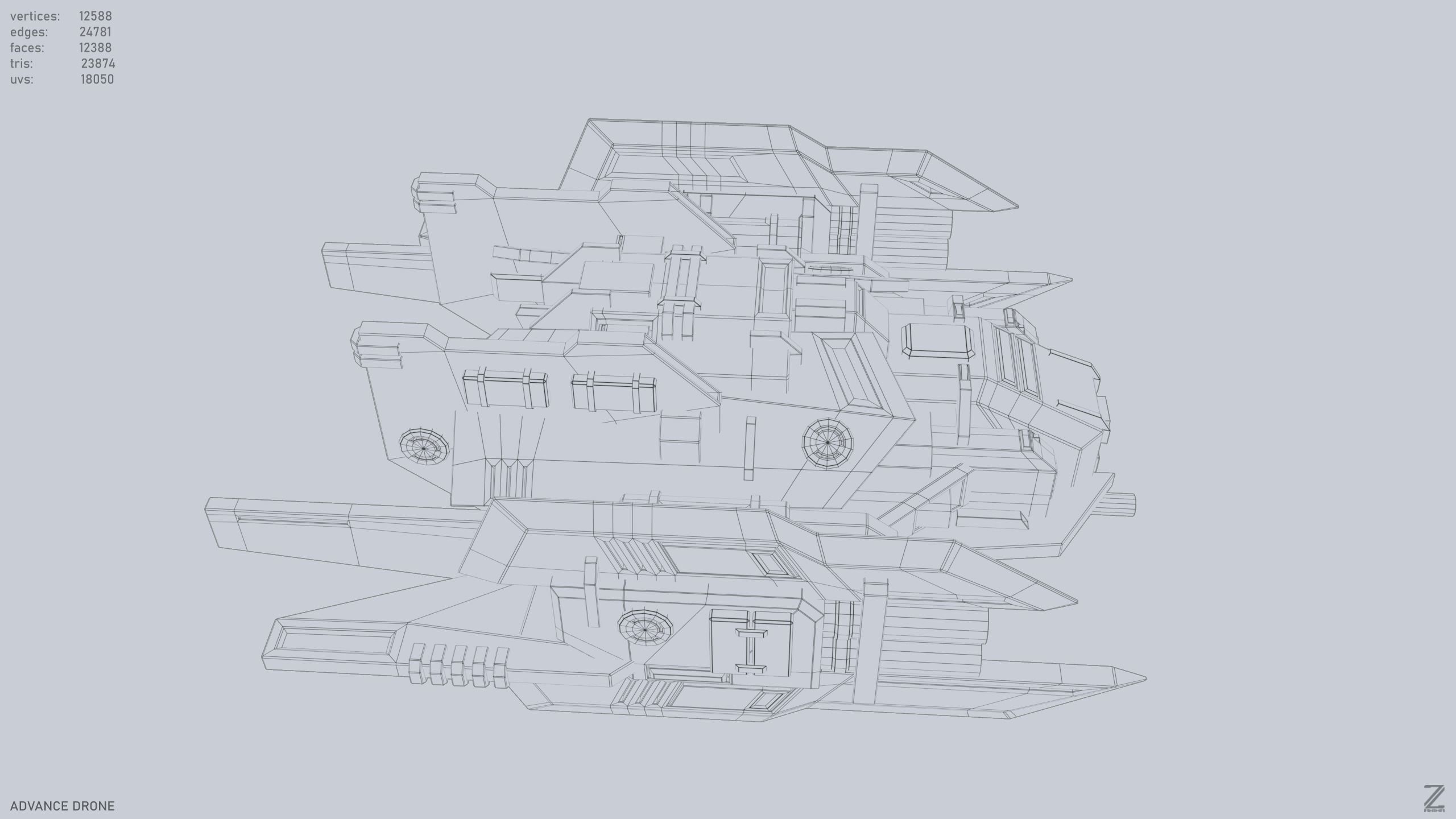 Advance Drone Low-poly 3D model_14