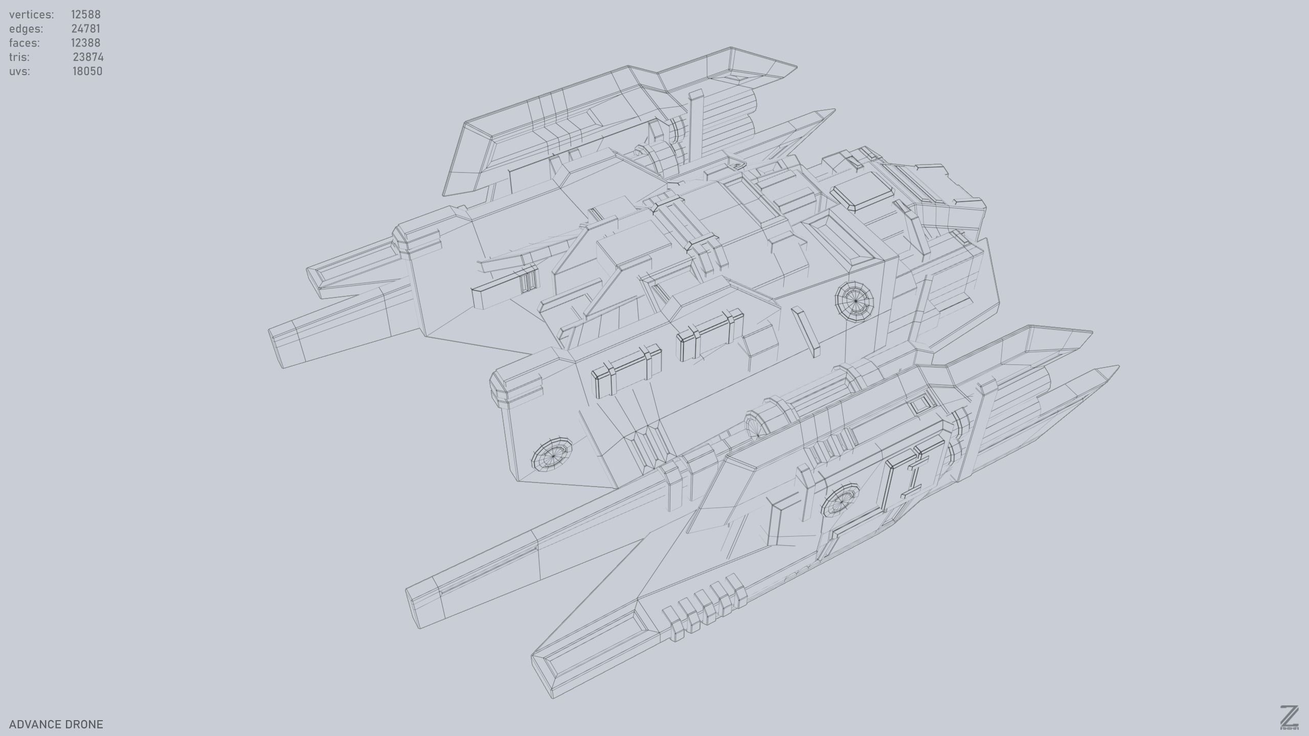 Advance Drone Low-poly 3D model_13