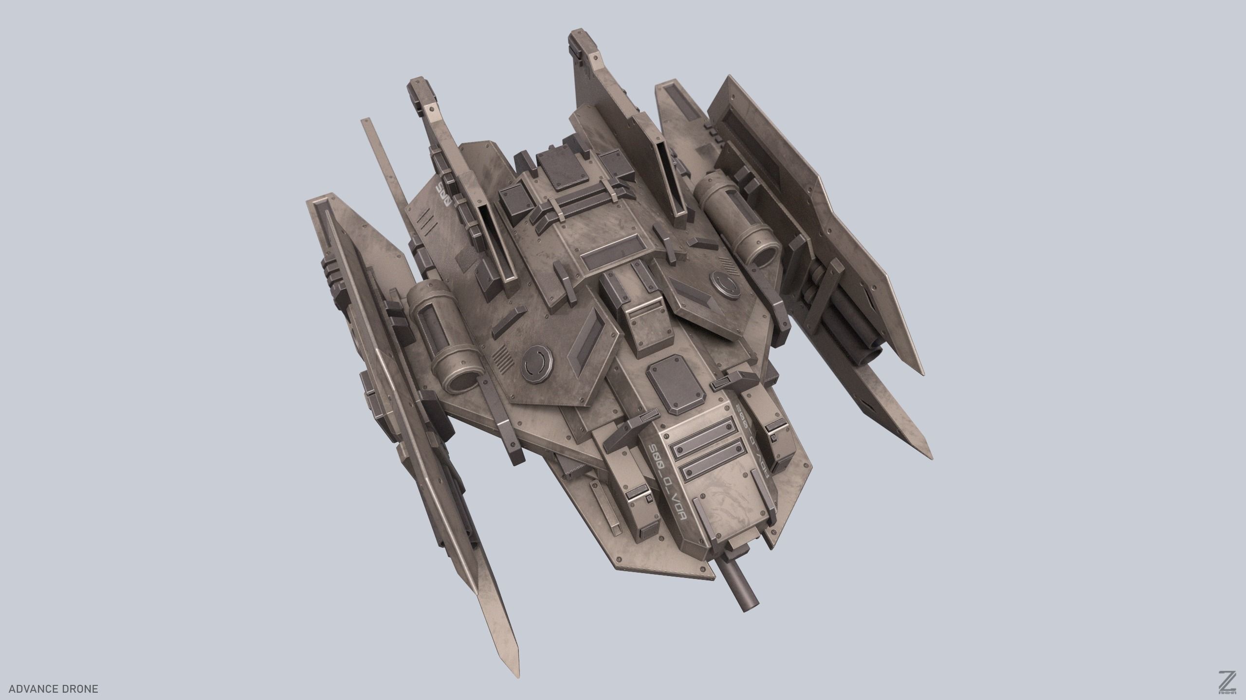 Advance Drone Low-poly 3D model_8