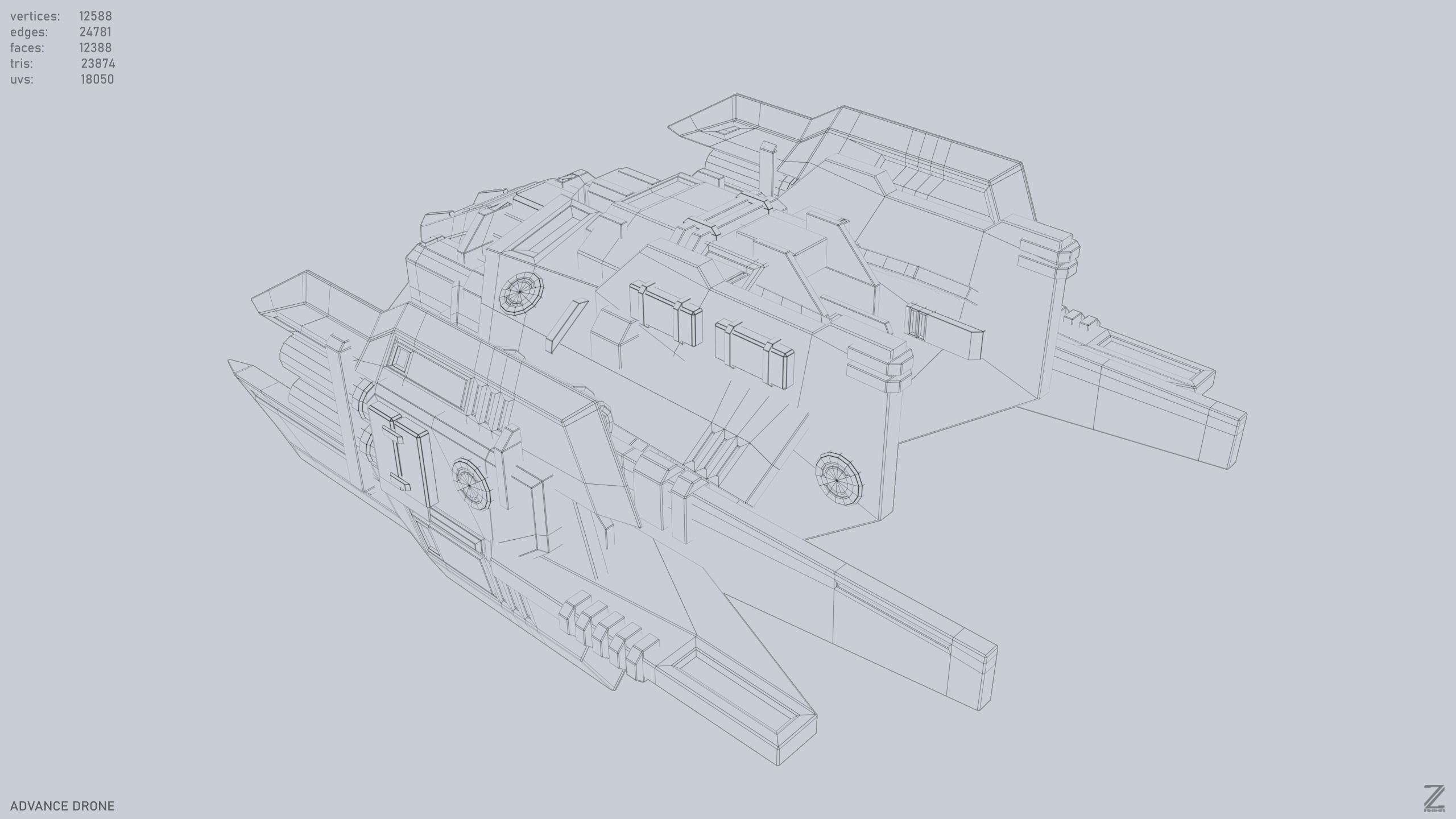 Advance Drone Low-poly 3D model_11