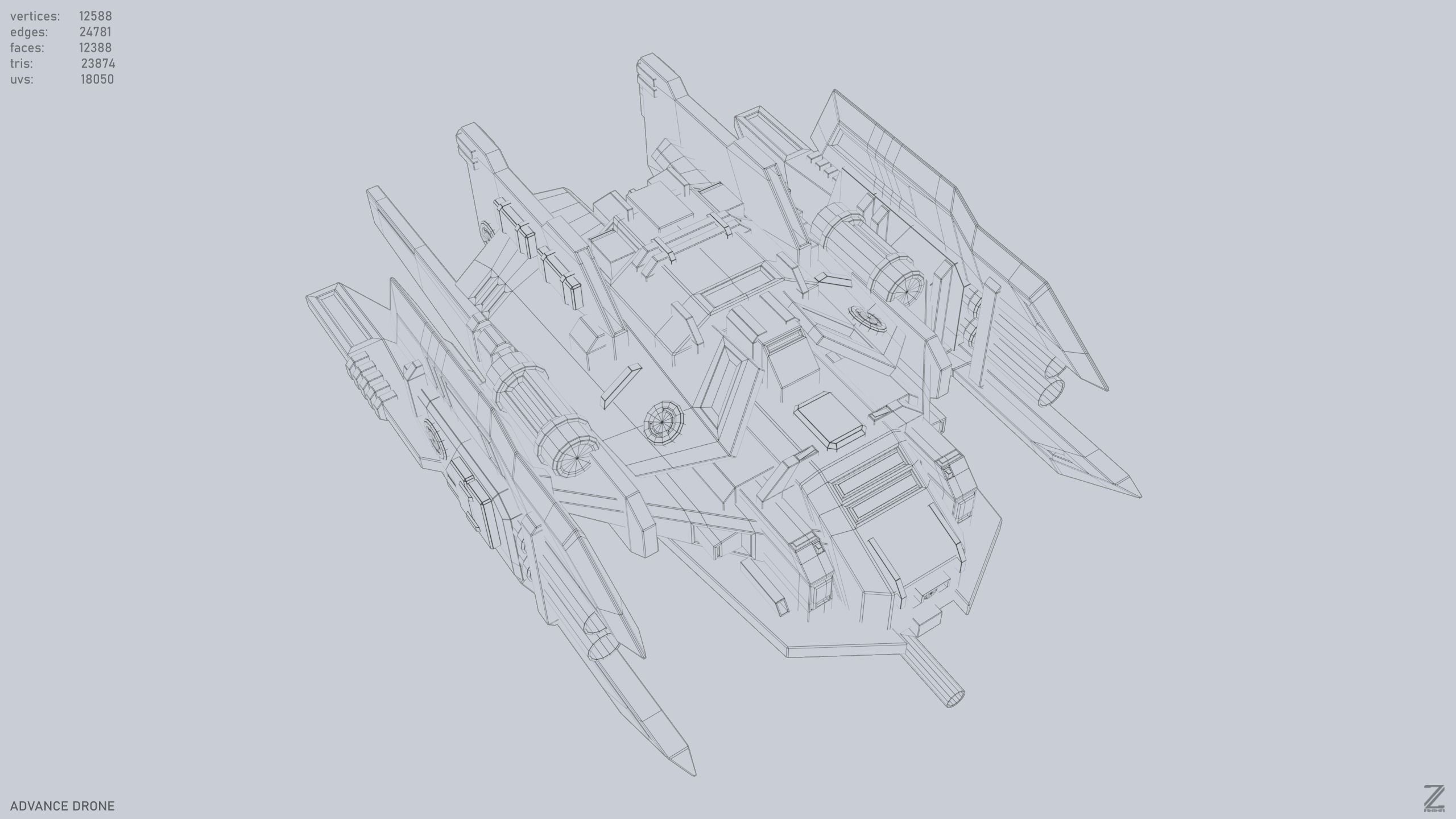 Advance Drone Low-poly 3D model_15