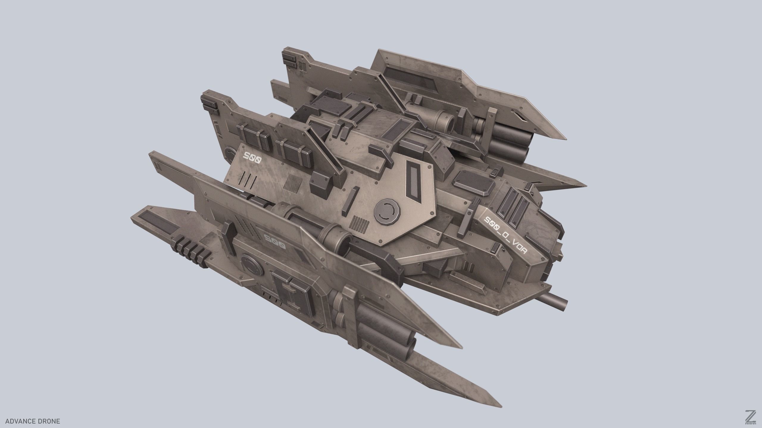 Advance Drone Low-poly 3D model_7