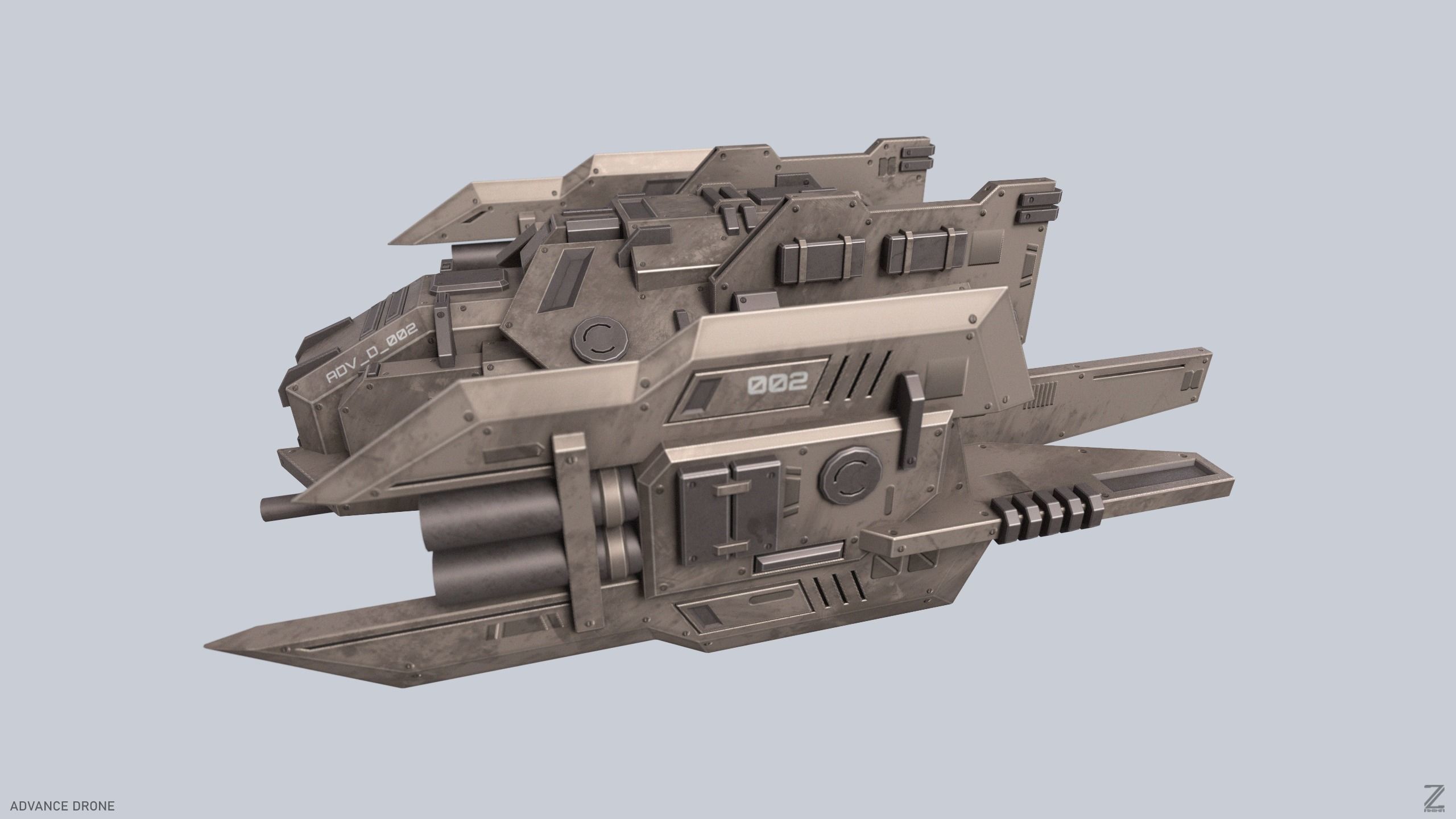 Advance Drone Low-poly 3D model_2