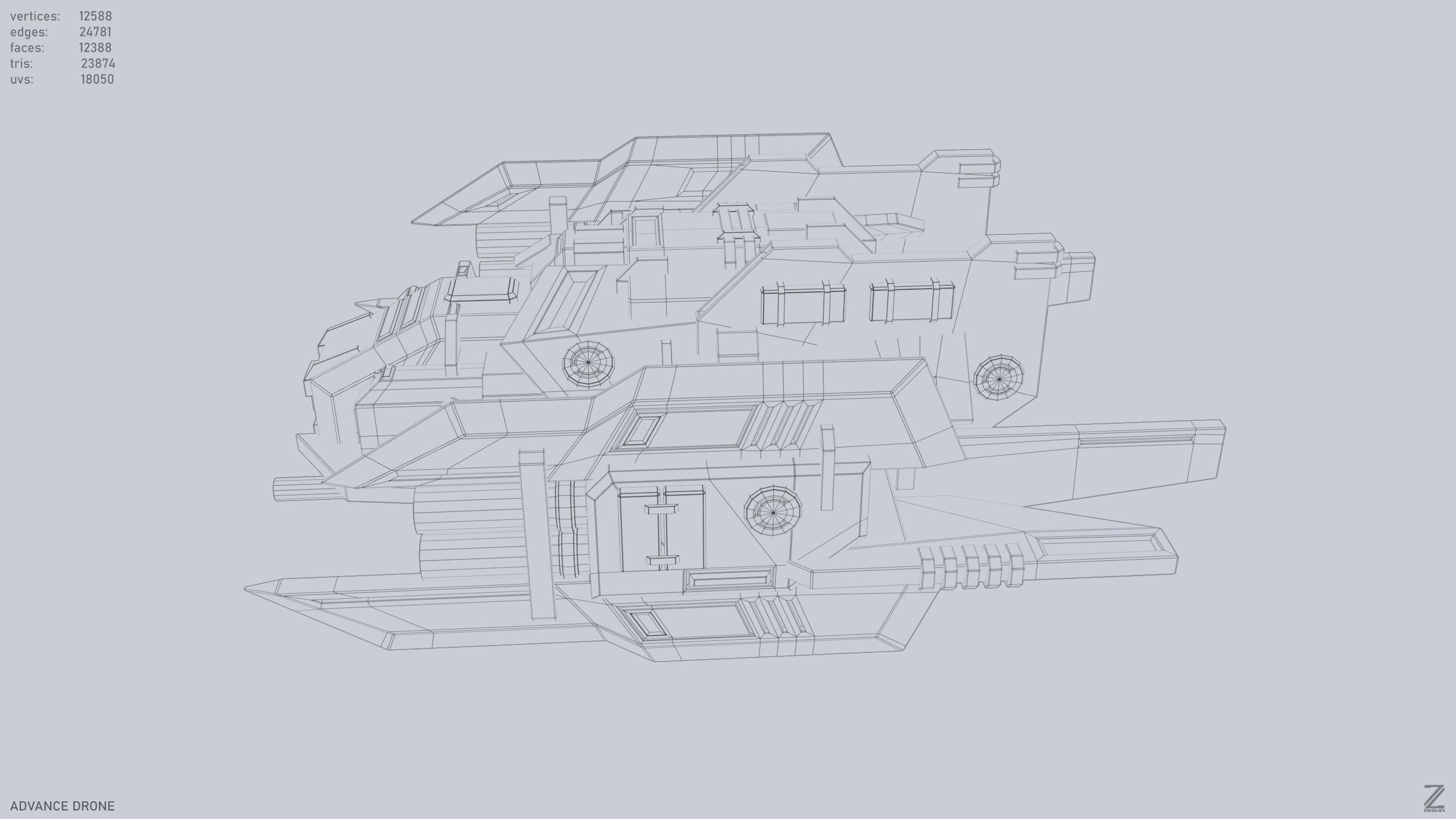 Advance Drone Low-poly 3D model_10