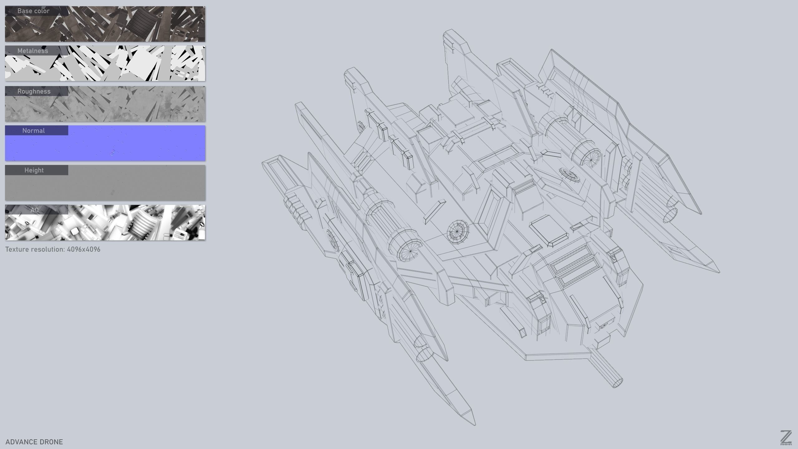 Advance Drone Low-poly 3D model_3
