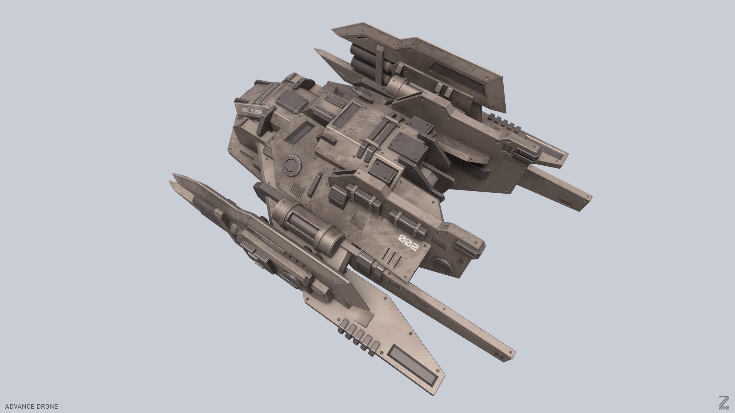 Advance Drone Low-poly 3D model_4