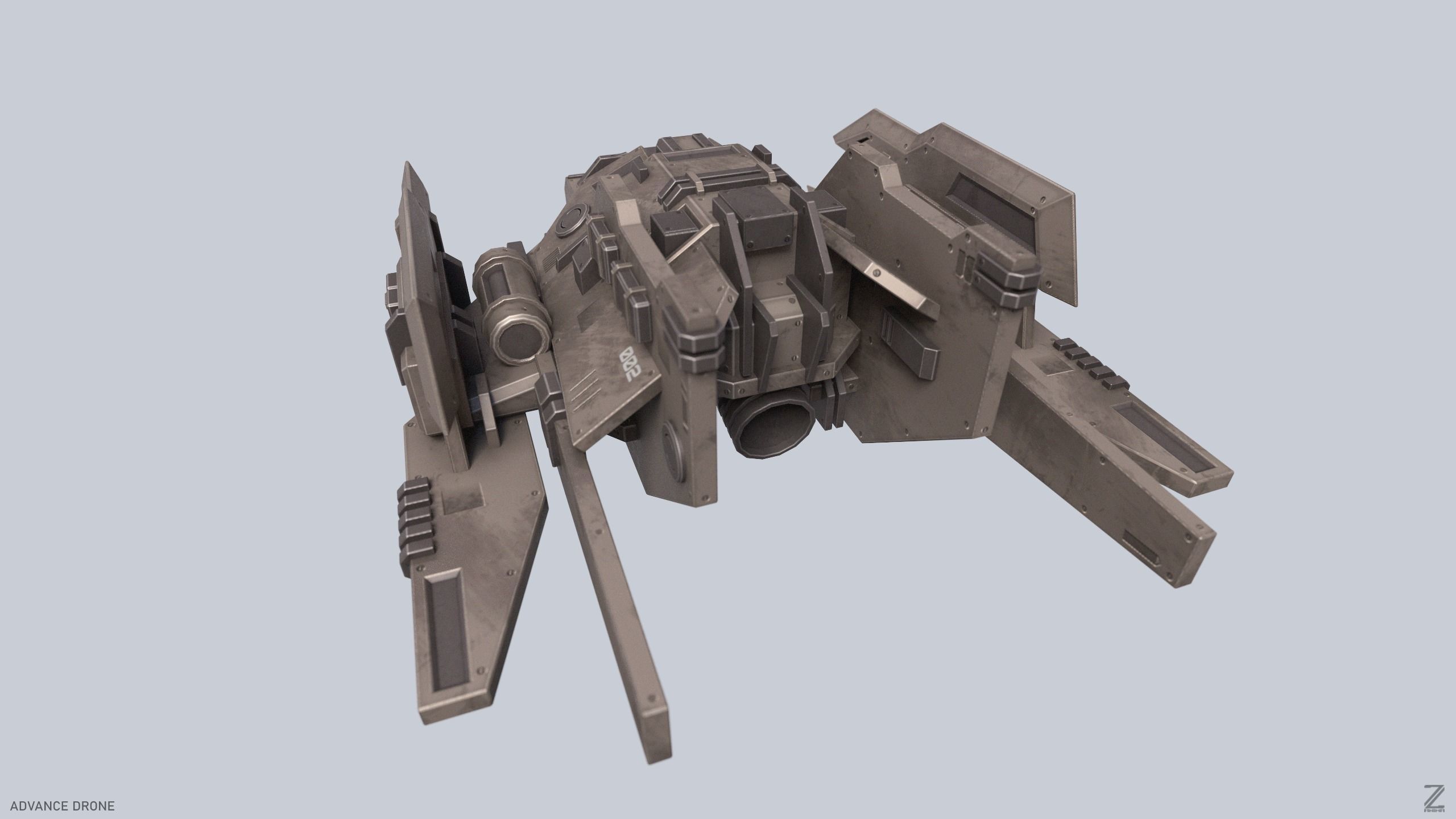 Advance Drone Low-poly 3D model_5