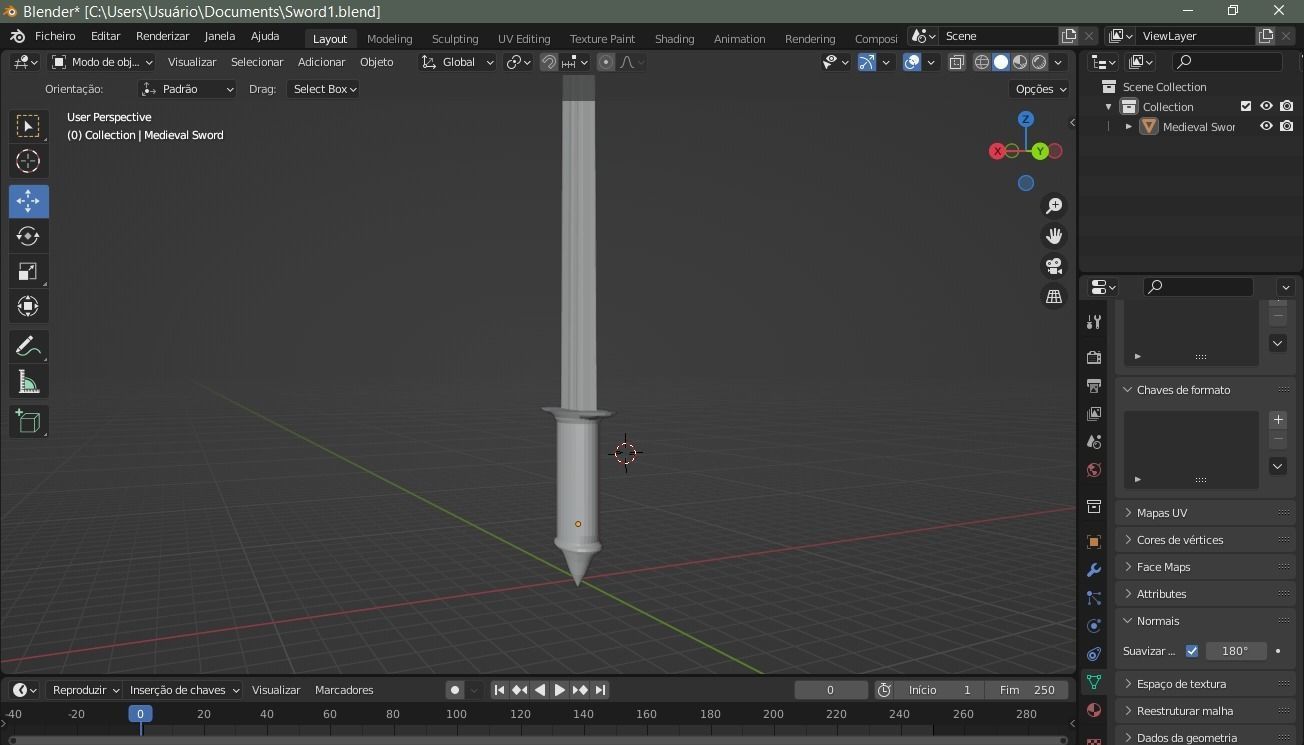 Medieval Sword MediumPoly 3D model_3