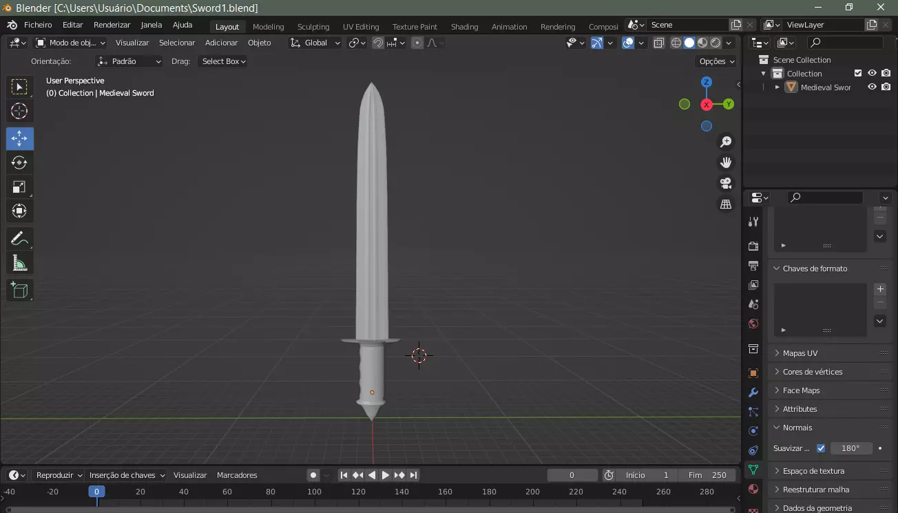 Medieval Sword MediumPoly 3D model_0