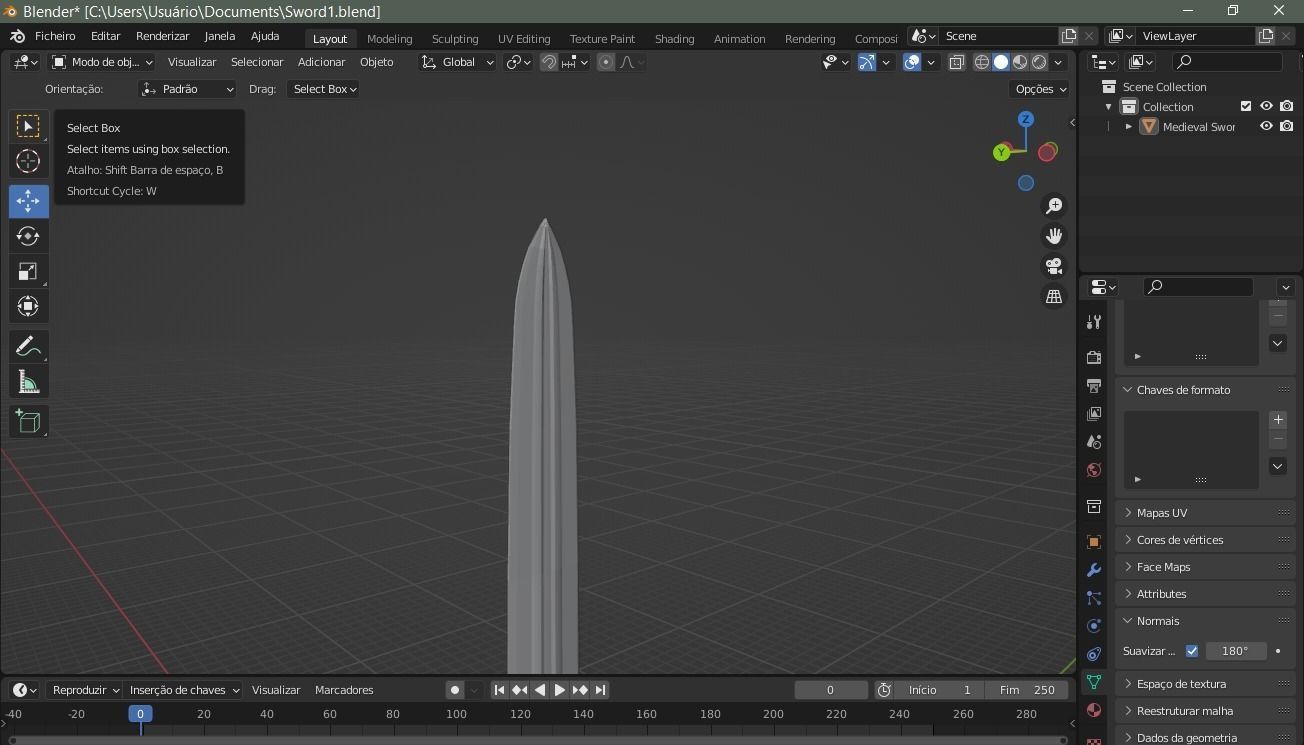 Medieval Sword MediumPoly 3D model_2