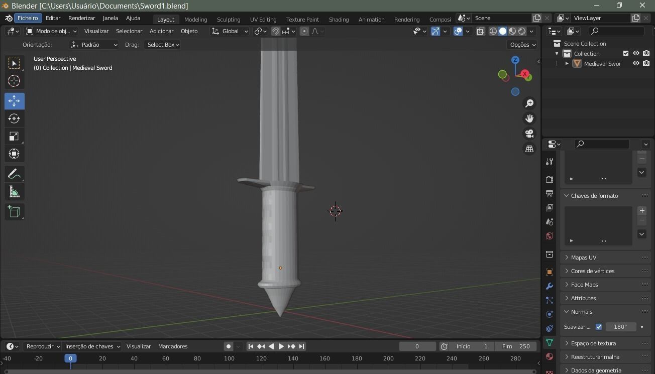 Medieval Sword MediumPoly 3D model_1