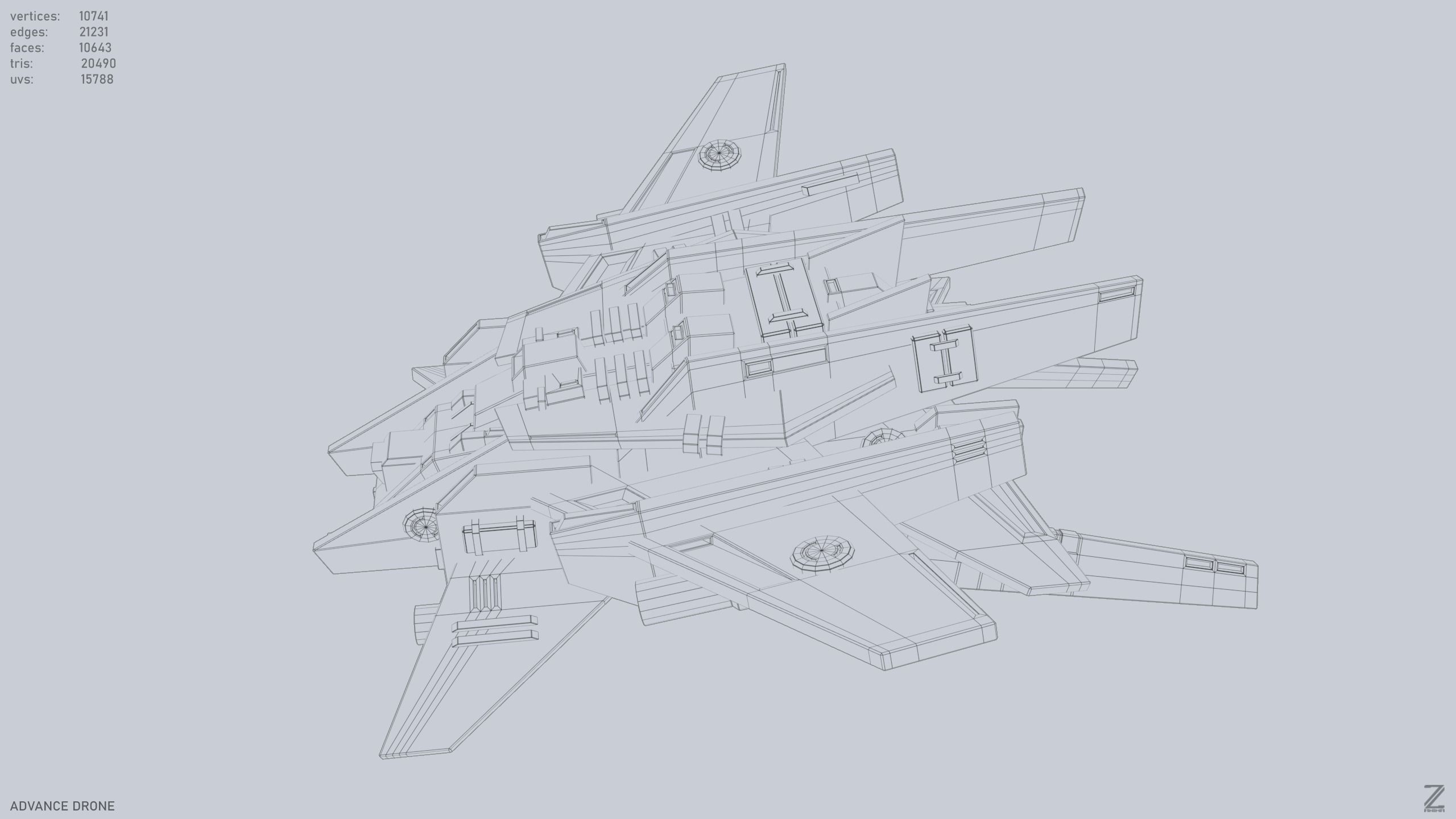 Advance Drone Low-poly 3D model_10