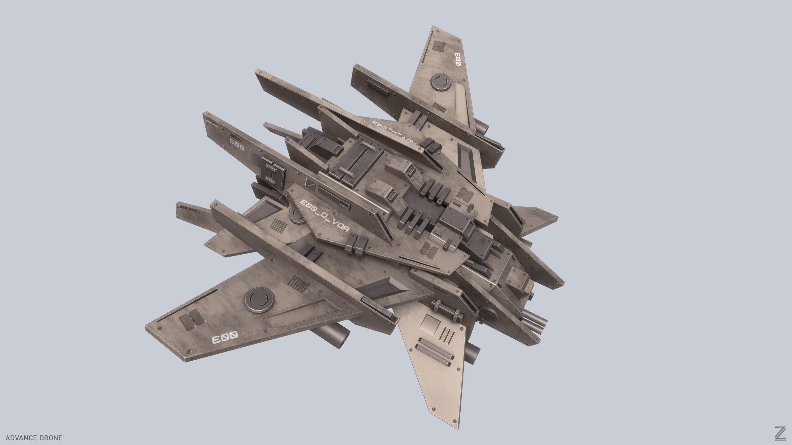 Advance Drone Low-poly 3D model_7