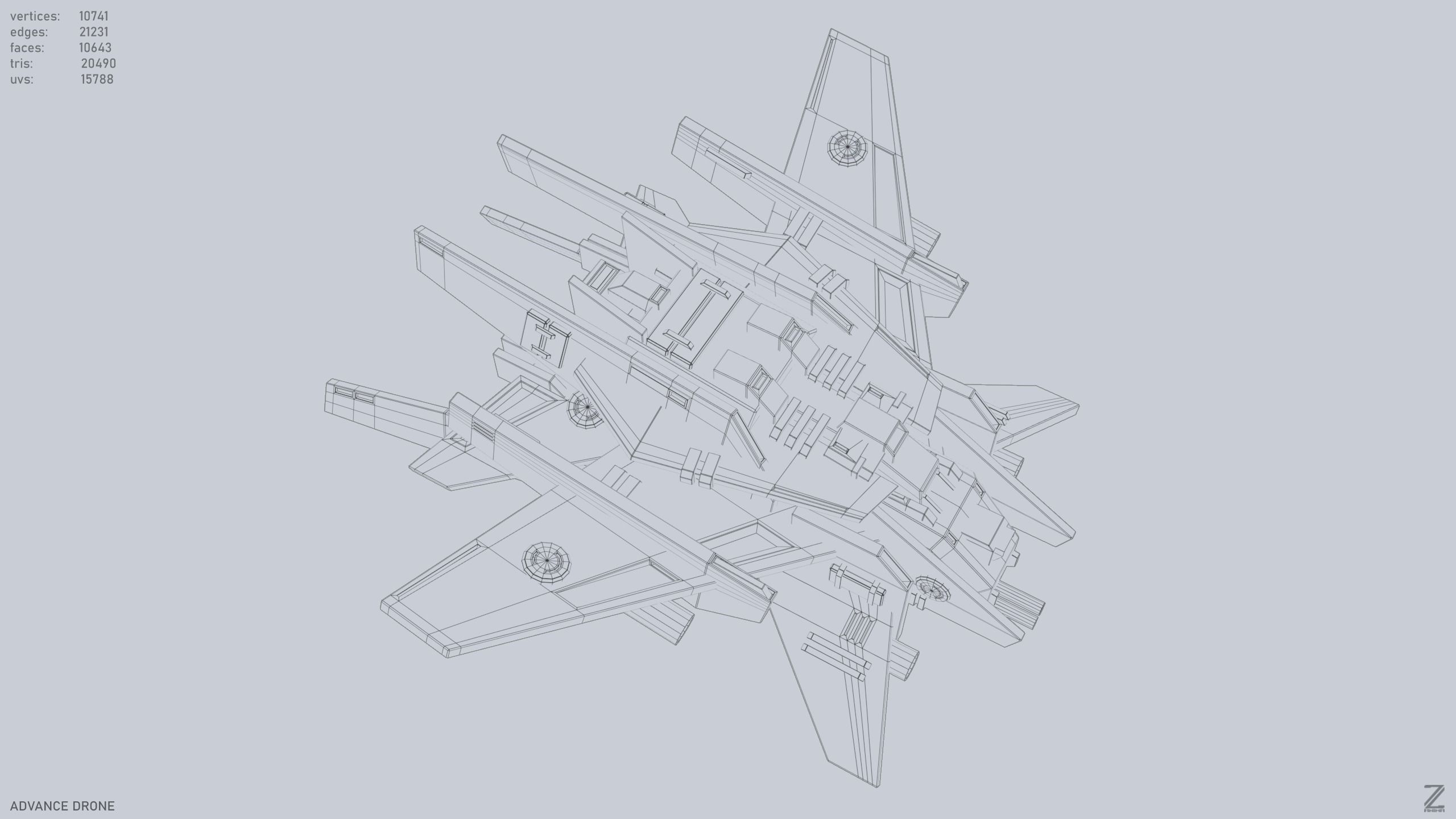 Advance Drone Low-poly 3D model_14