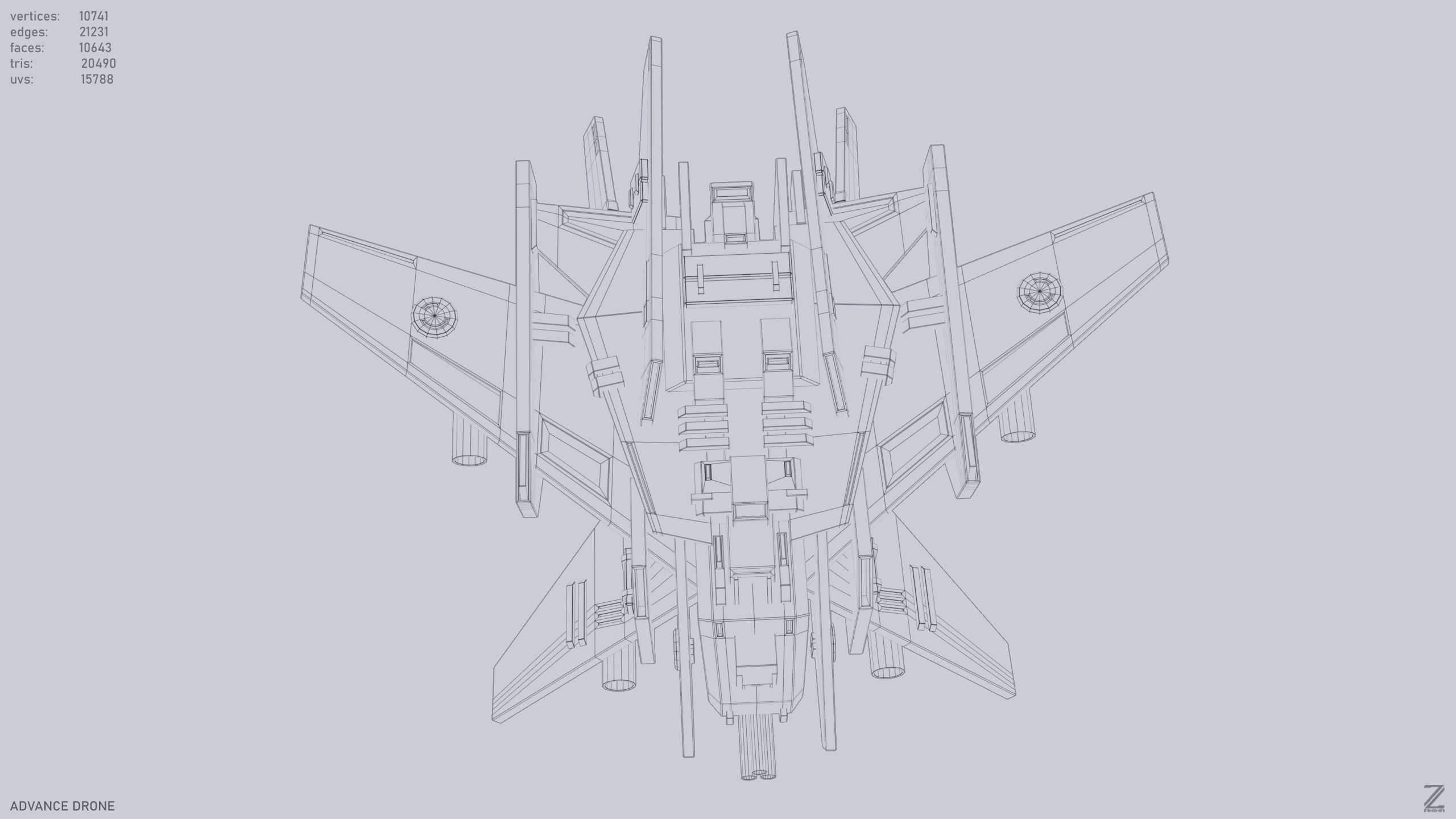 Advance Drone Low-poly 3D model_15