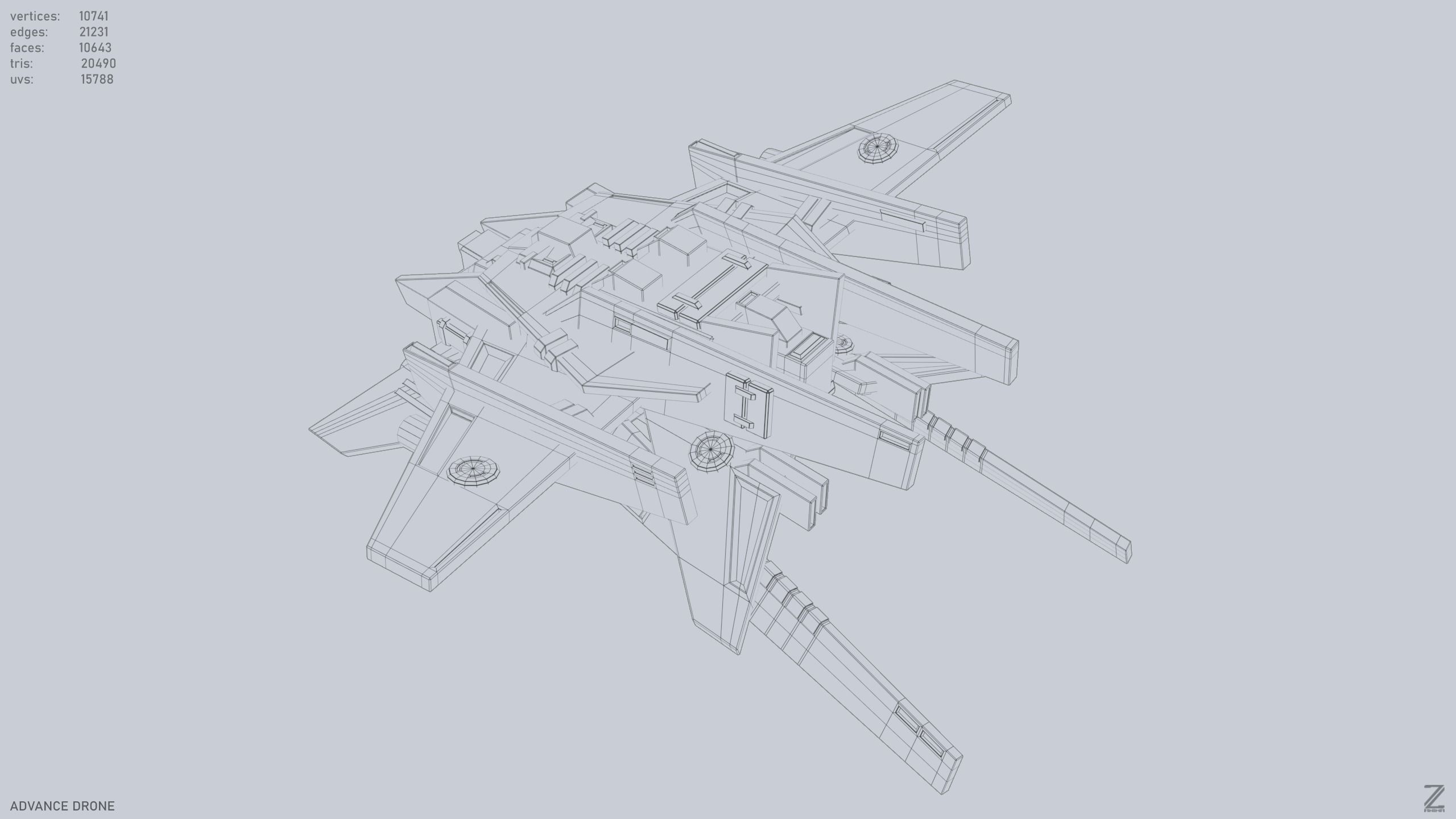 Advance Drone Low-poly 3D model_11