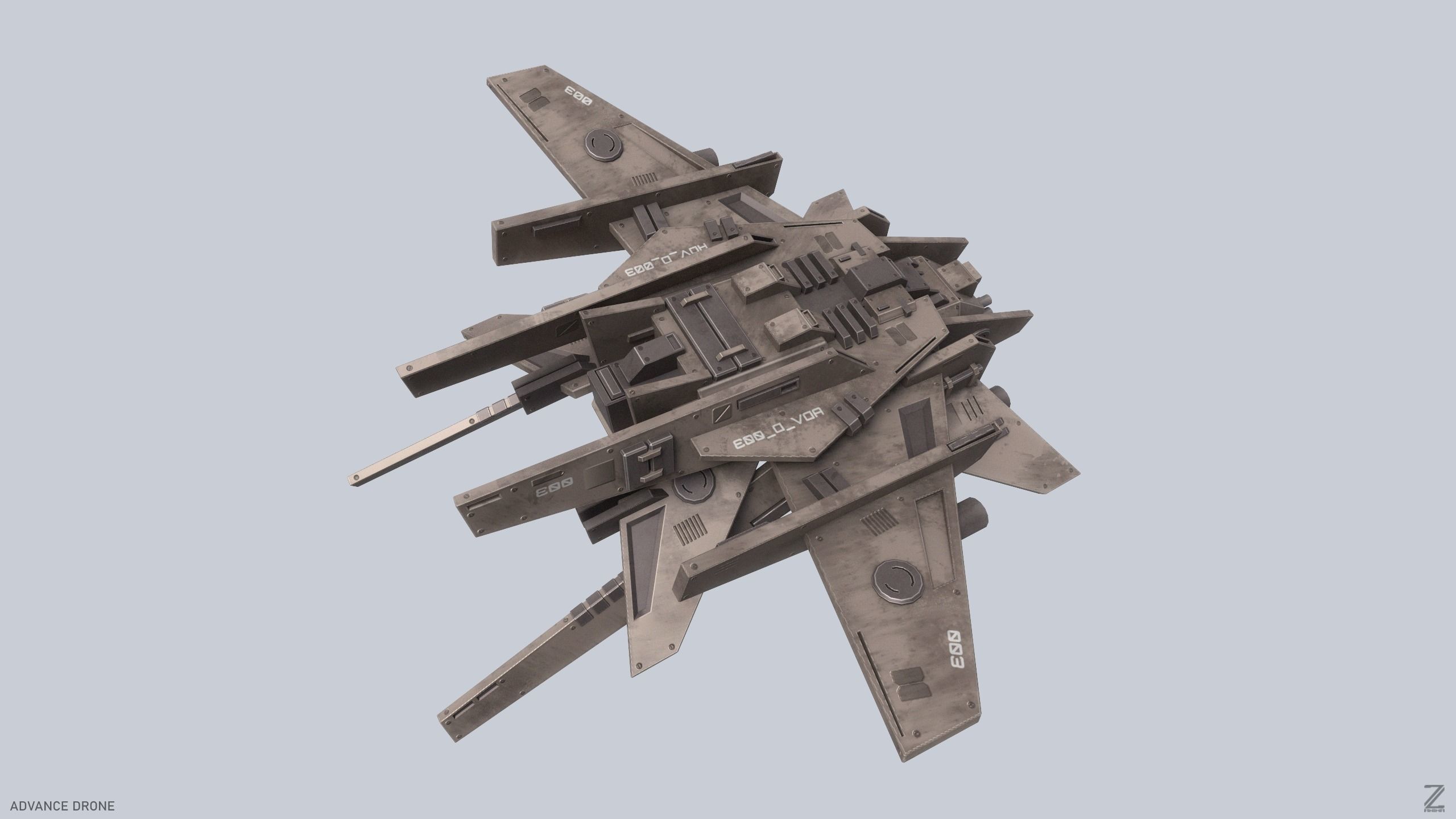 Advance Drone Low-poly 3D model_6