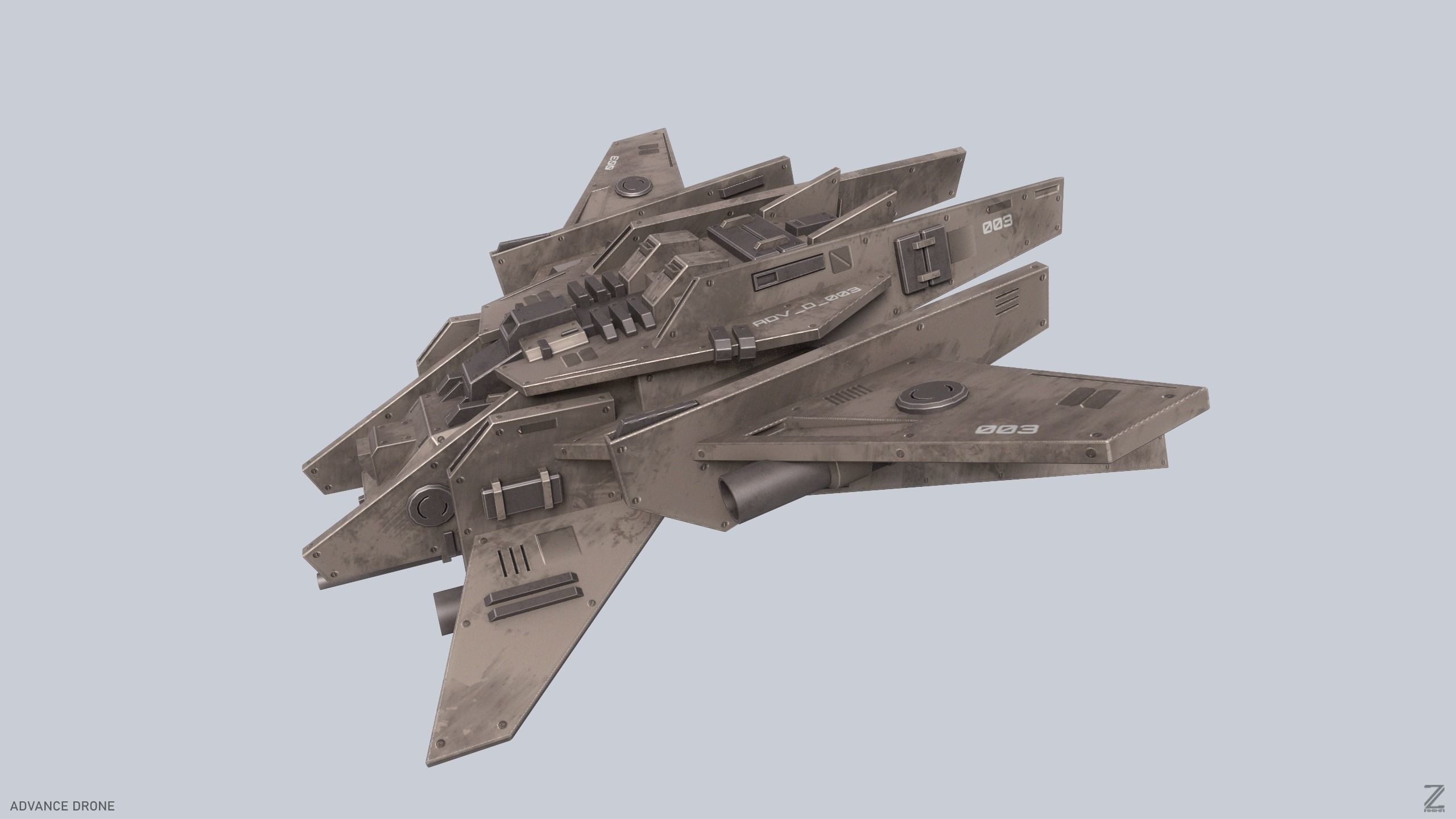 Advance Drone Low-poly 3D model_2