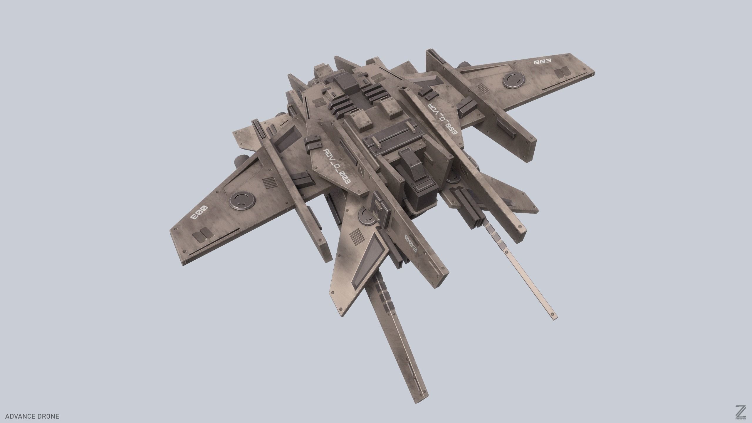 Advance Drone Low-poly 3D model_5