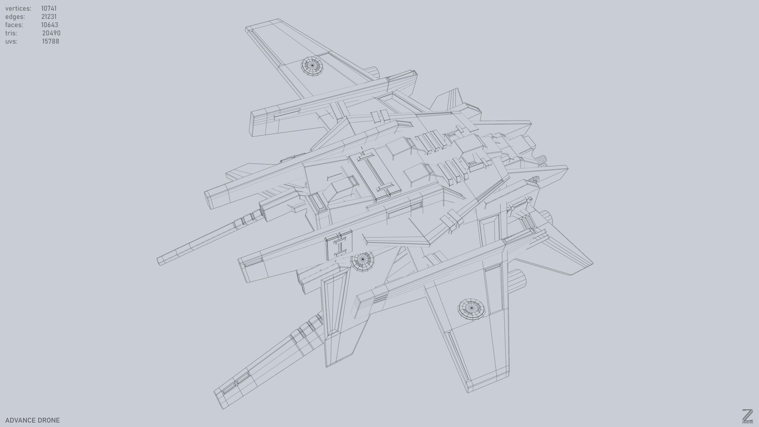 Advance Drone Low-poly 3D model_13