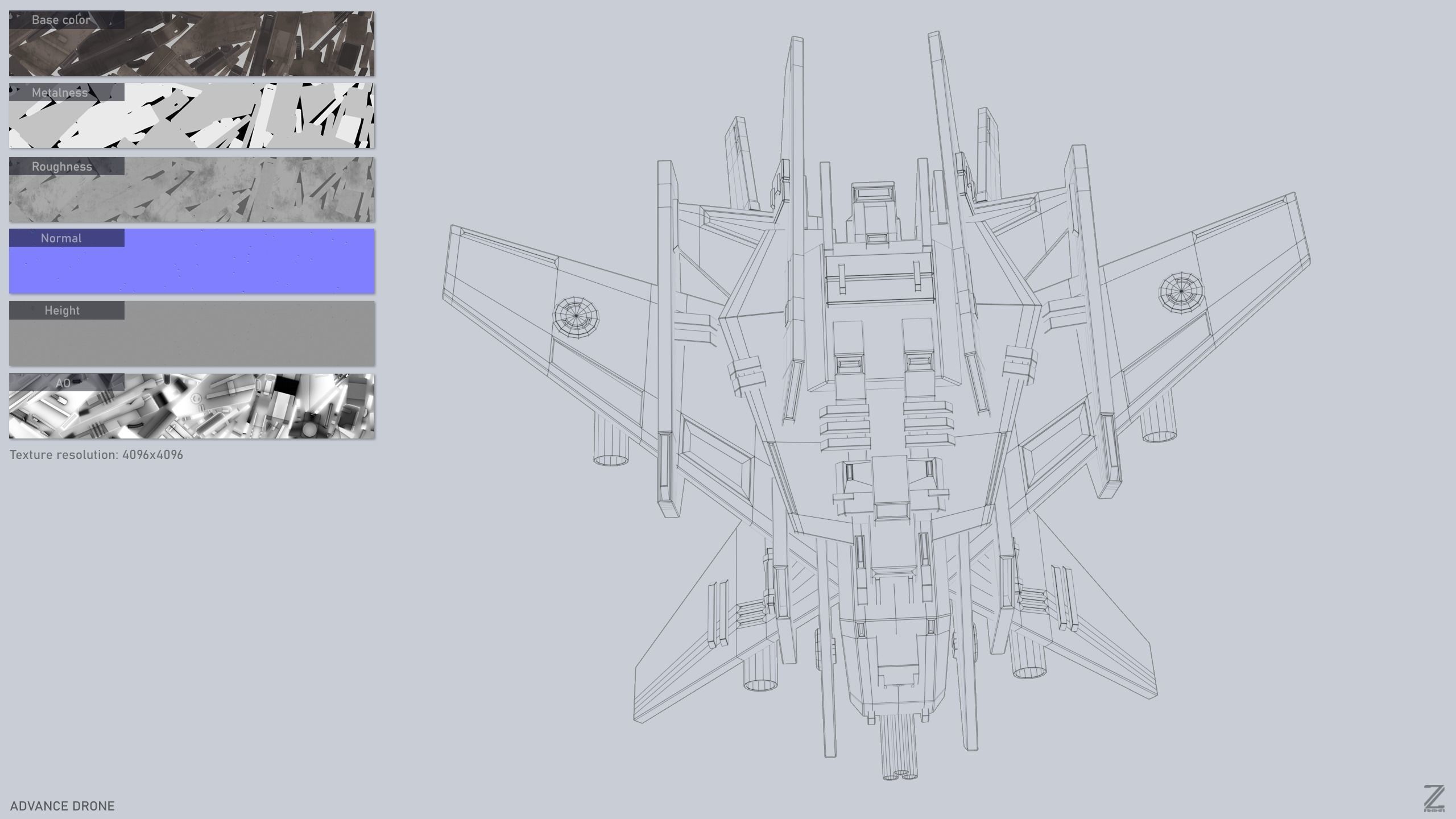 Advance Drone Low-poly 3D model_3