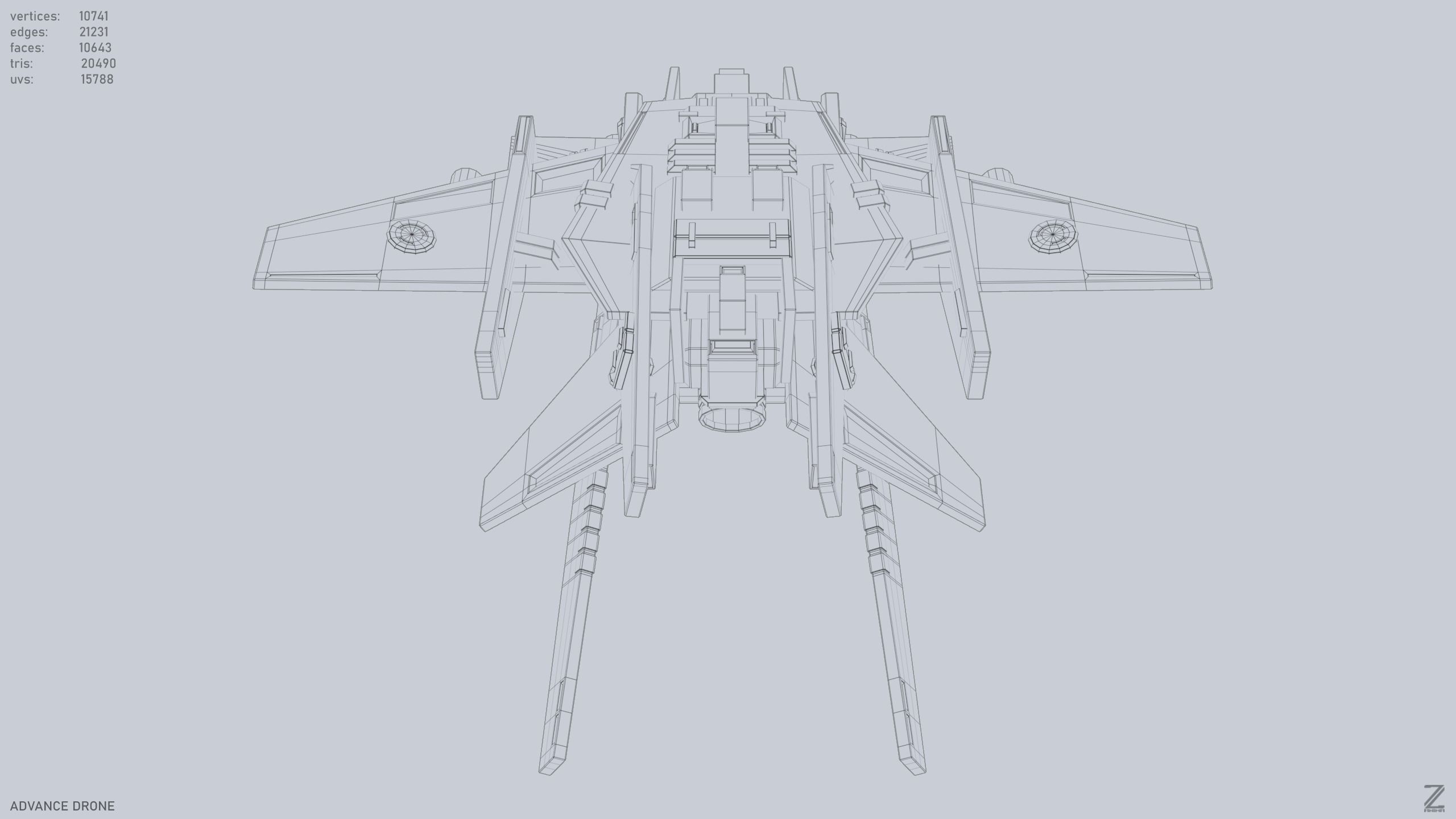 Advance Drone Low-poly 3D model_12