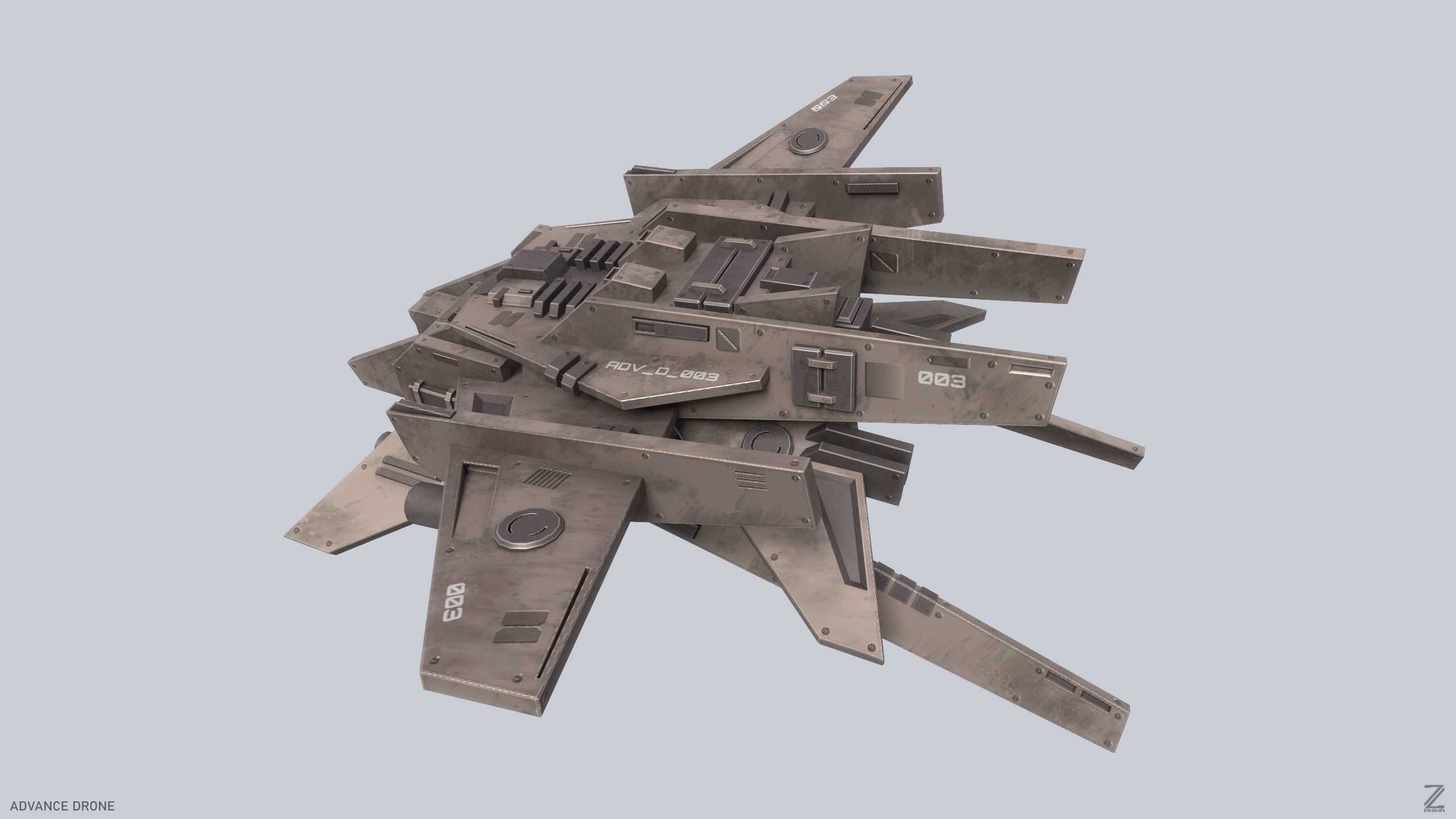 Advance Drone Low-poly 3D model_4