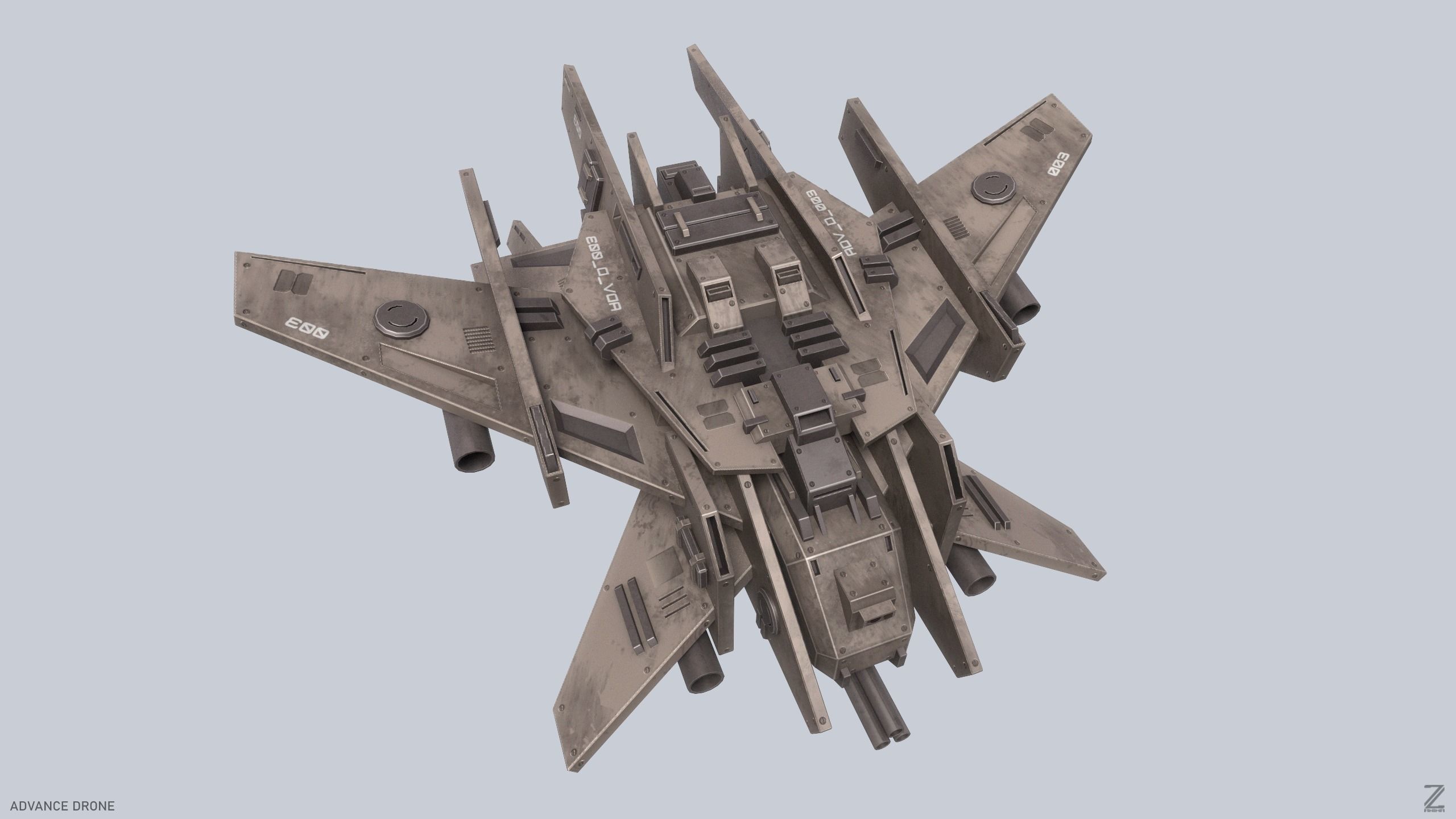 Advance Drone Low-poly 3D model_8