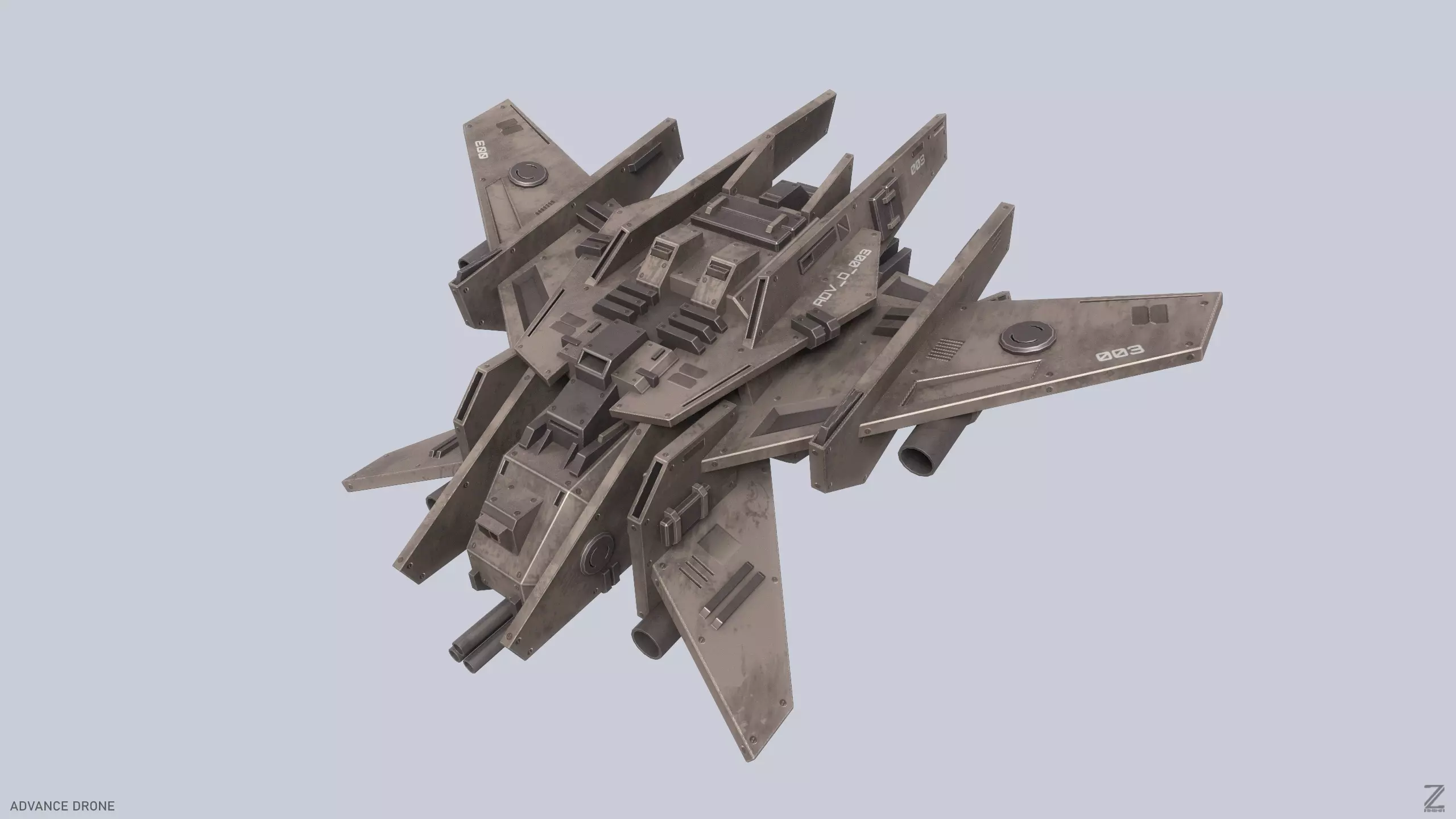 Advance Drone Low-poly 3D model_0