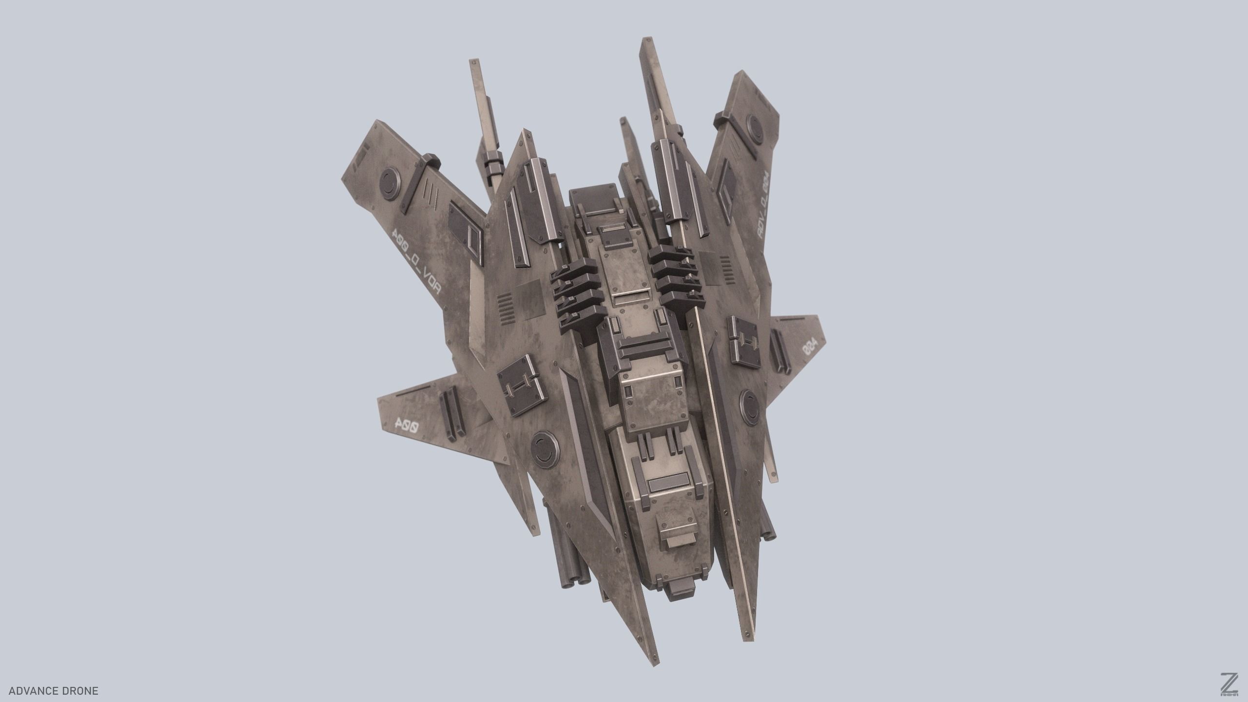 Advance Drone Low-poly 3D model_8