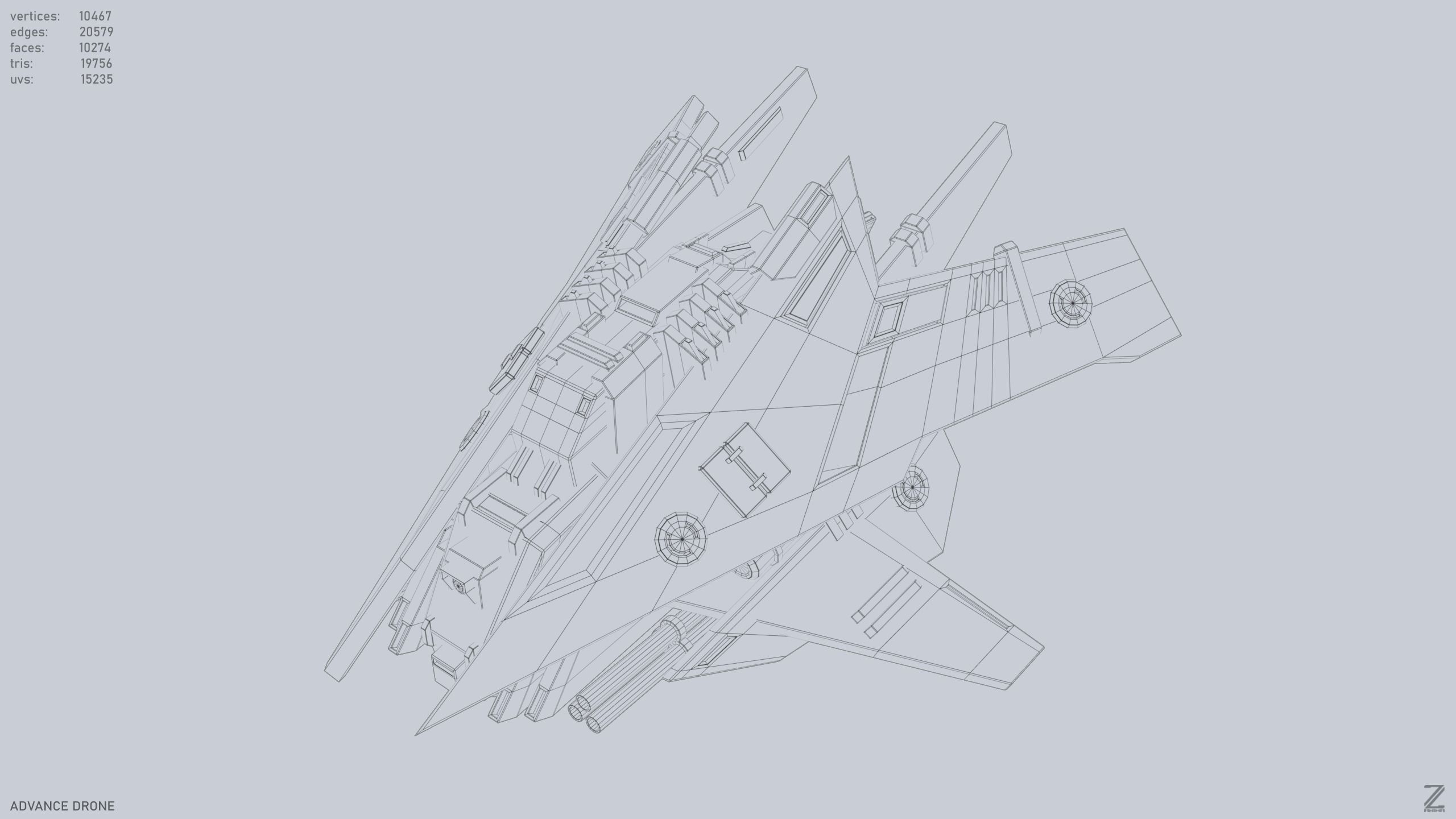 Advance Drone Low-poly 3D model_9