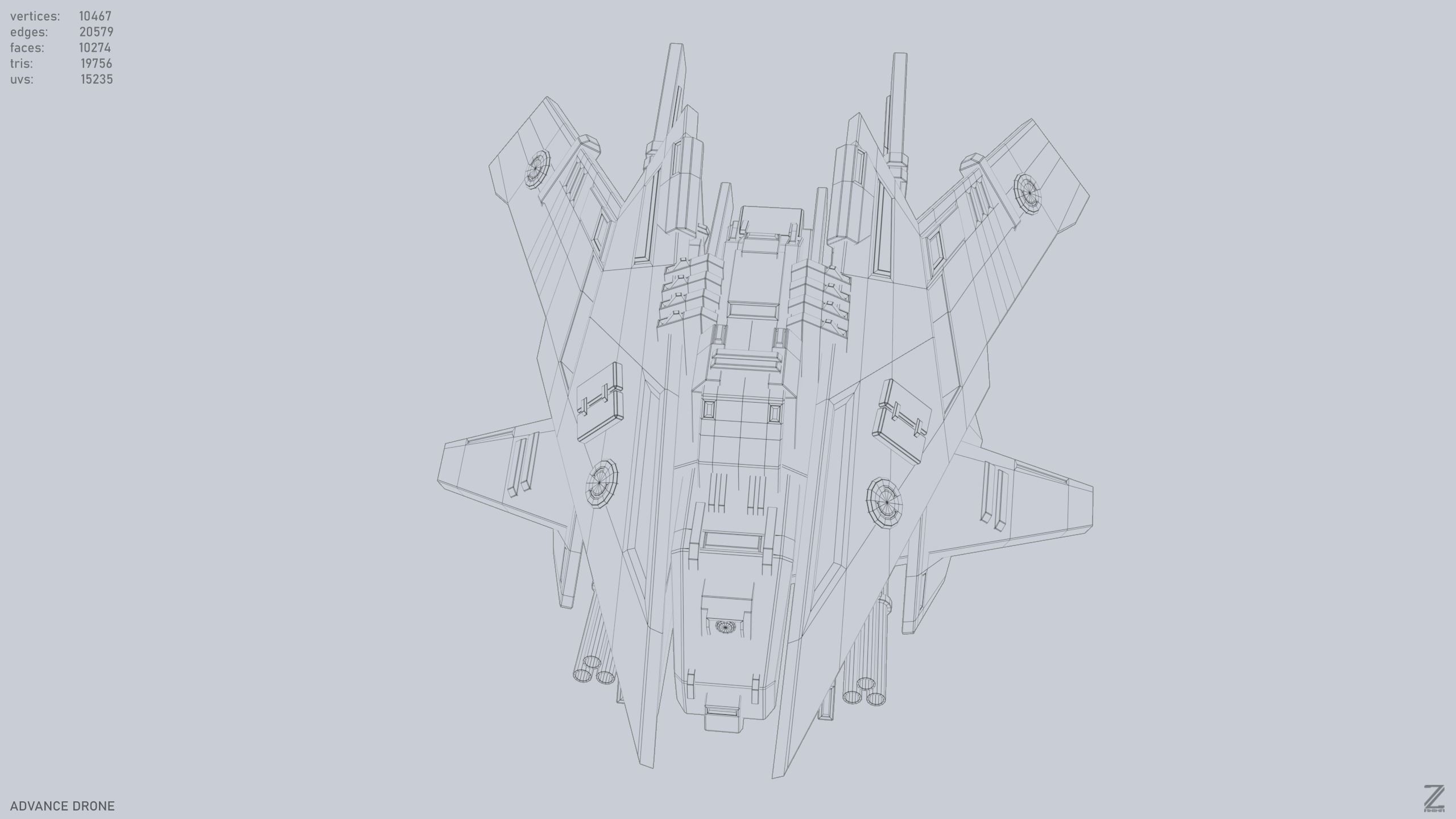 Advance Drone Low-poly 3D model_15