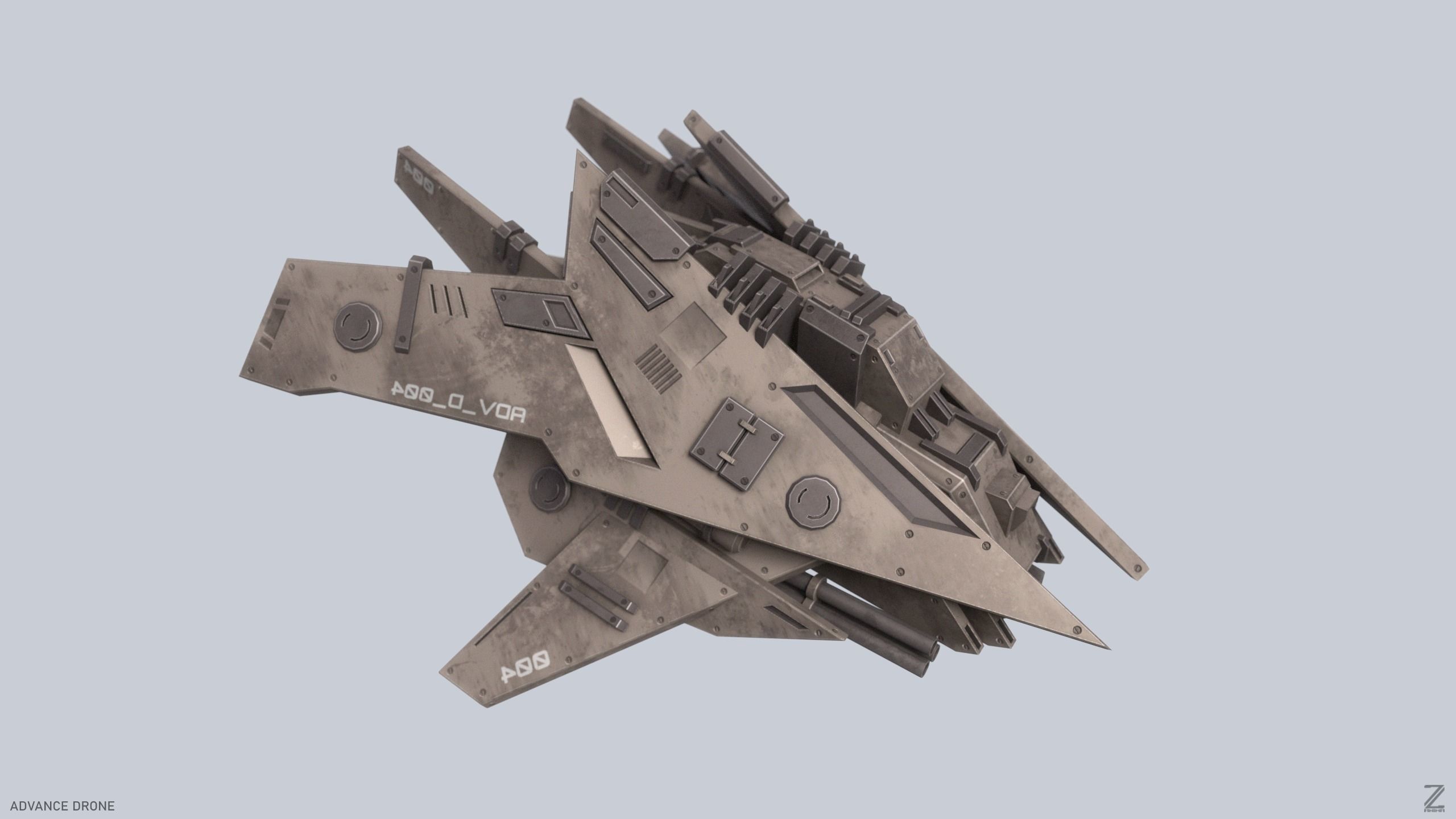 Advance Drone Low-poly 3D model_7