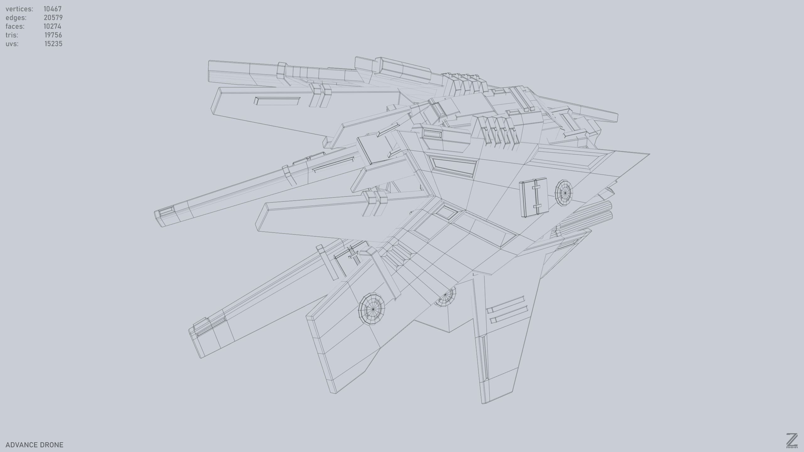 Advance Drone Low-poly 3D model_13