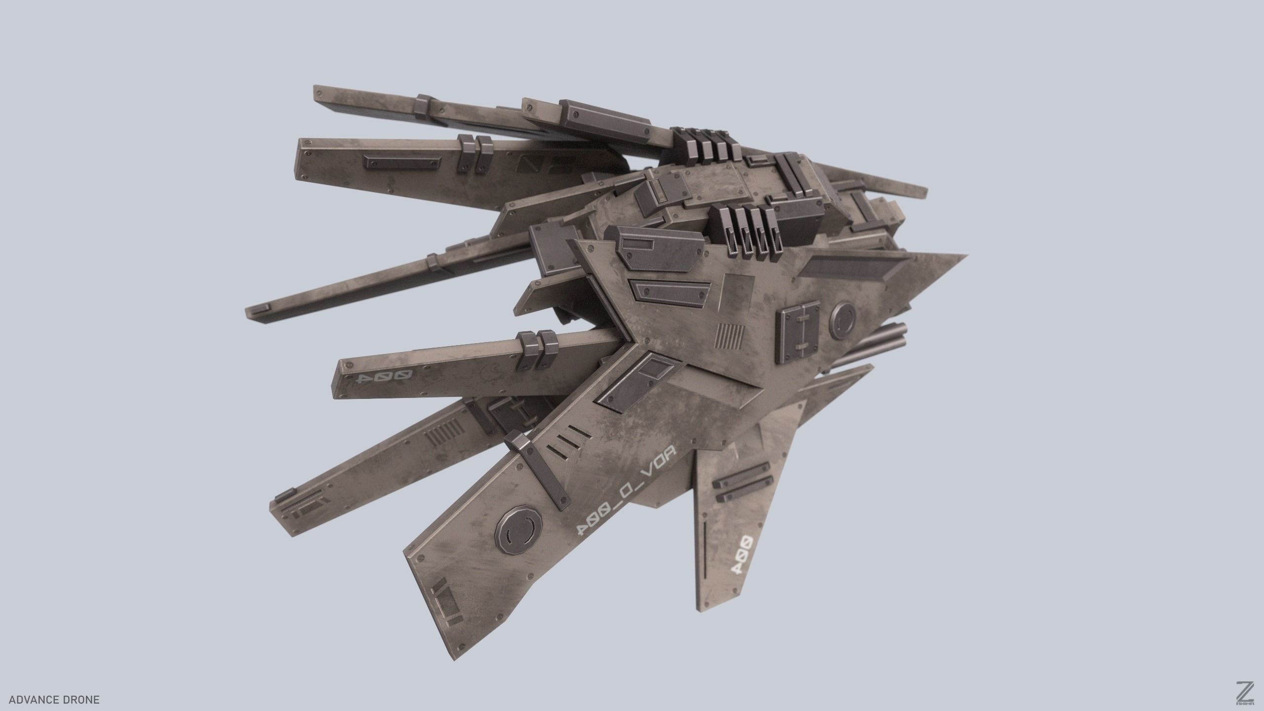 Advance Drone Low-poly 3D model_6