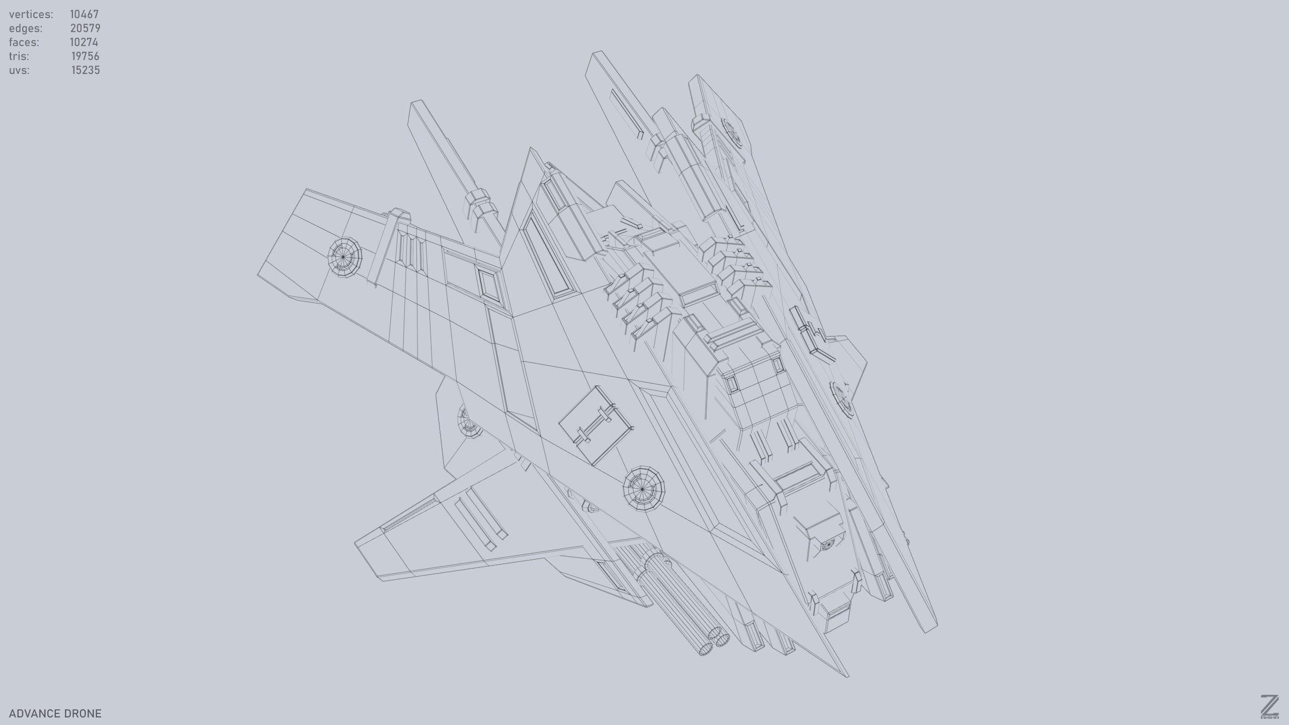 Advance Drone Low-poly 3D model_14