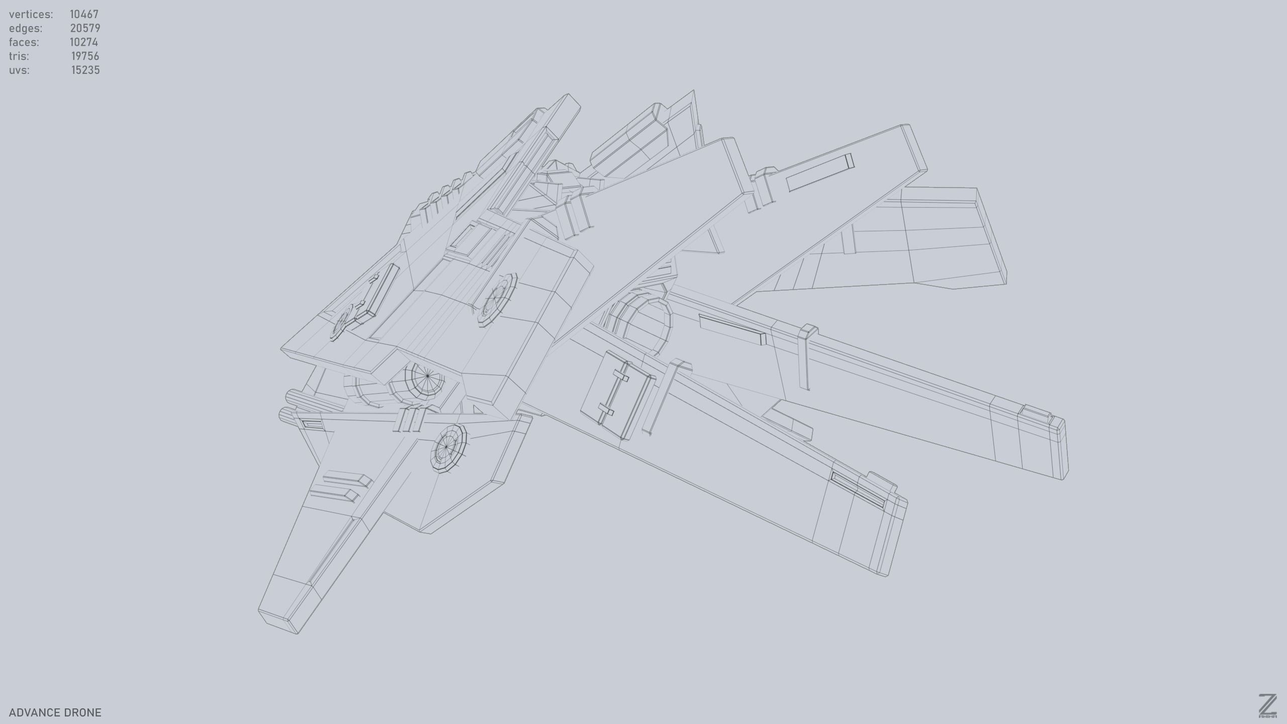 Advance Drone Low-poly 3D model_11