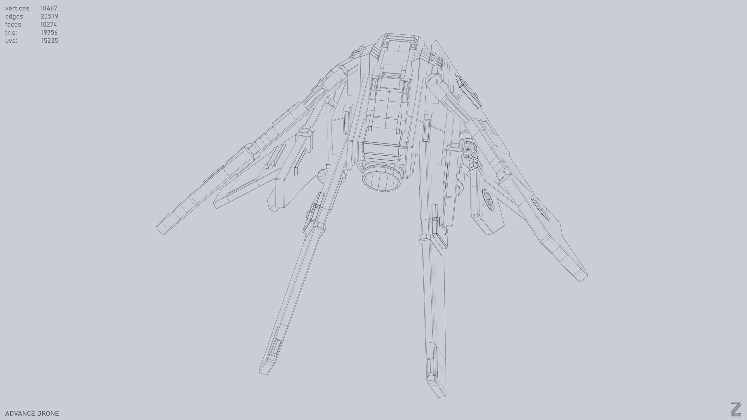 Advance Drone Low-poly 3D model_12