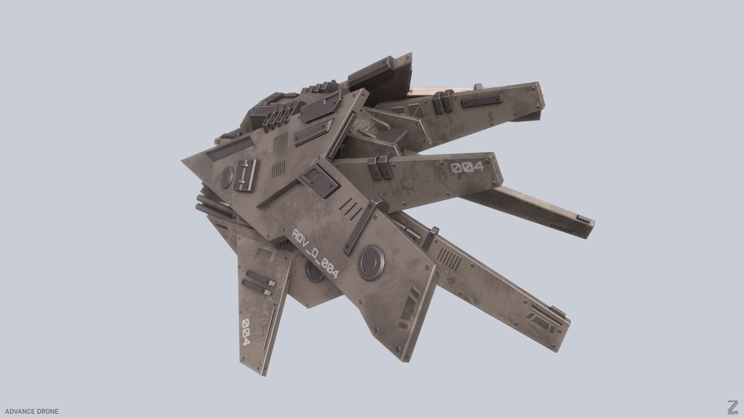 Advance Drone Low-poly 3D model_4