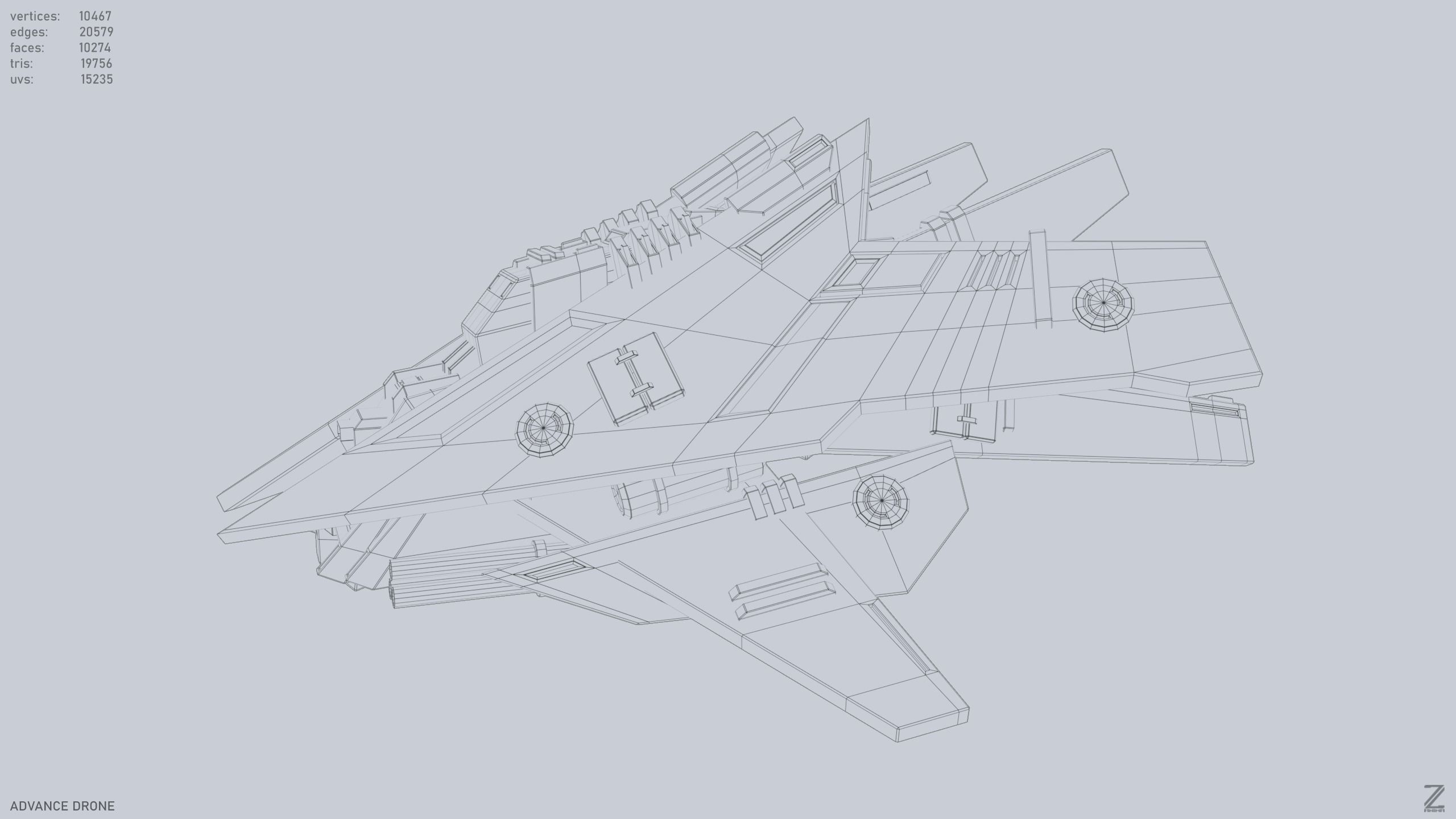 Advance Drone Low-poly 3D model_10