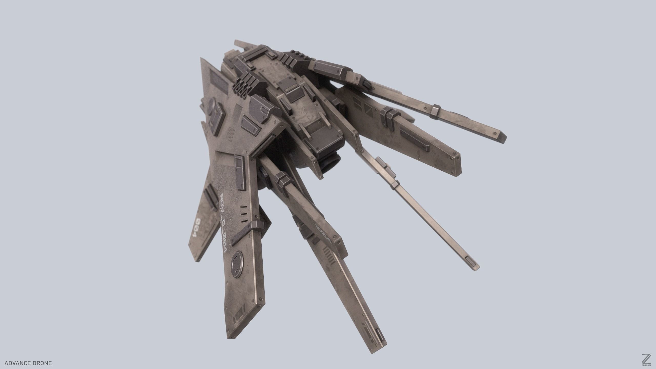 Advance Drone Low-poly 3D model_5