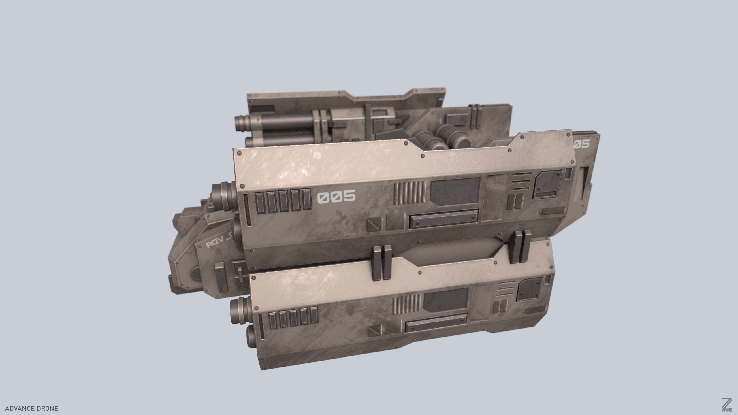 Advance Drone Low-poly 3D model_2